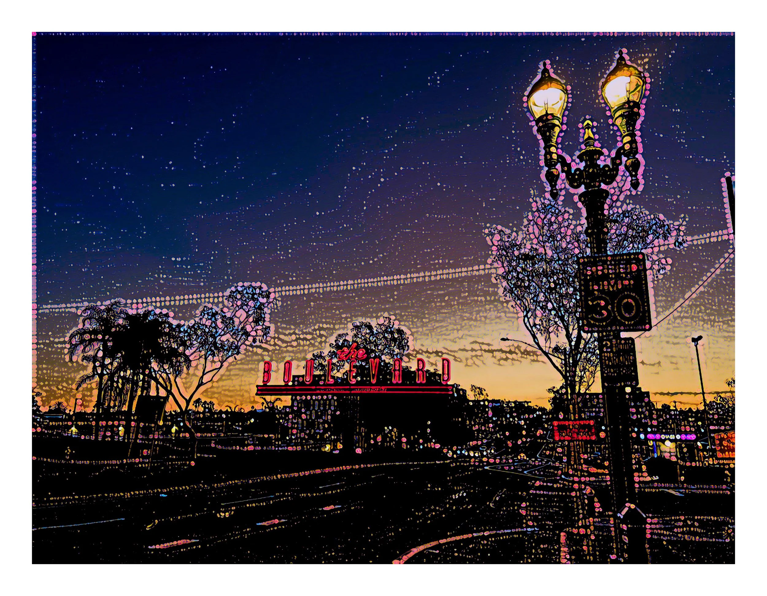 The iconic El Cajon Boulevard Sign in San Diego, transformed photography