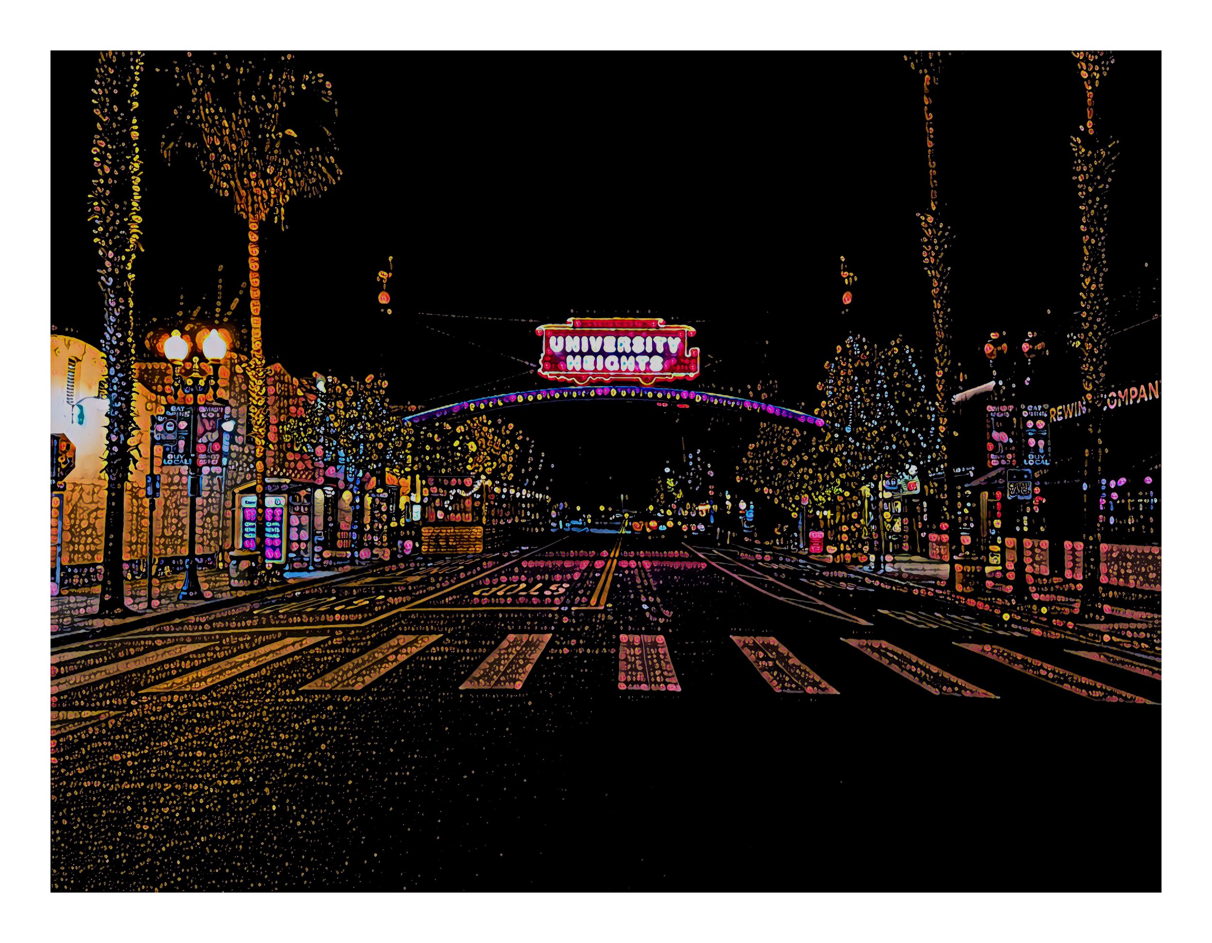 The delightful University Heights Sign in San Diego, transformed photography