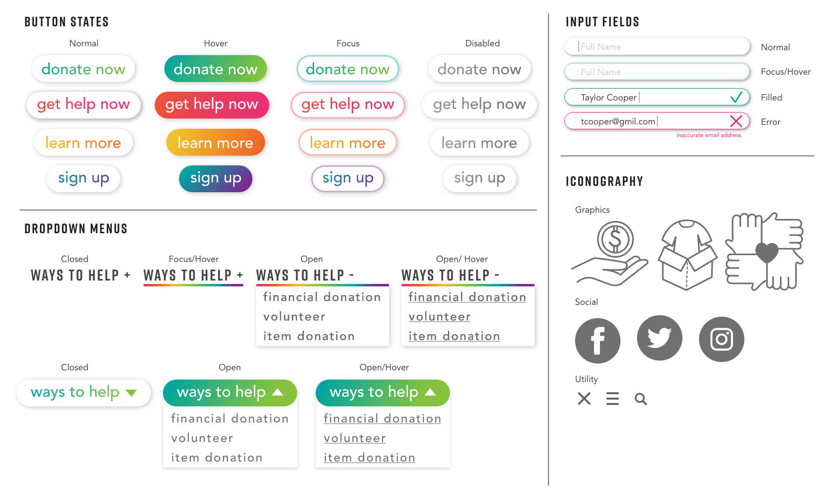 Button styles + inputs + icons