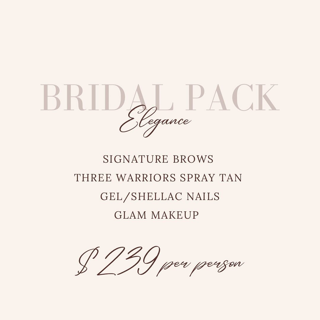 New Bridal packs are now available for all our future bridal parties. 👰🏼✨ Swipe &gt;&gt;&gt; We will be offering all bookings a complimentary bottle of 🍾  and a Tasmanian 🧀 platter. #onegirlsobsessions #bridalparty #bridalpackage #makeupartist #t