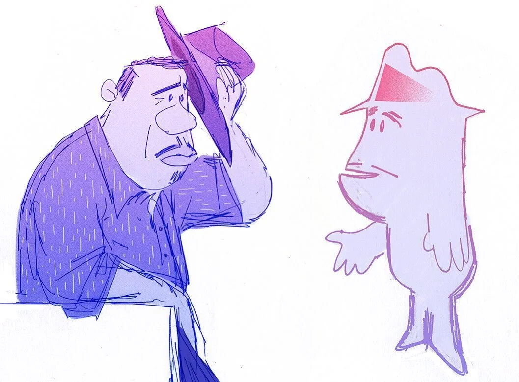 ✨Joe Gardner &amp; His Soul✨

Should they resemble one another? How? How much? Early on, I created some concepts inspired by these questions. 

They could share similar shape language of course (especially in silhouette) ...but what else could we do?