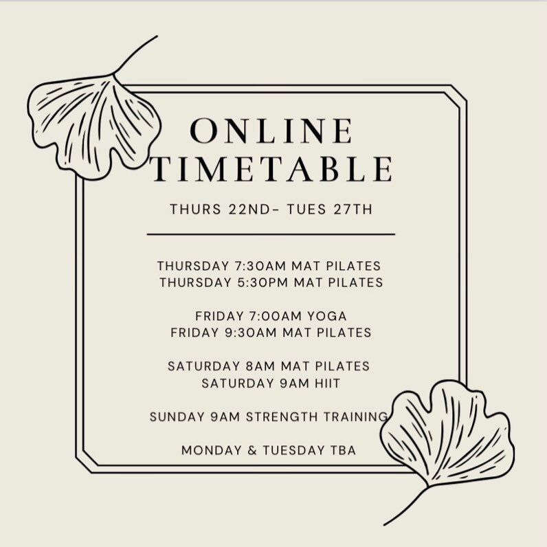 Online Zoom Classes coming to you 👏👏

We&rsquo;ve rounded up the gals and we&rsquo;re going to keep the momentum going by offering you classes daily! 

We have a variety of Mat Pilates, Yoga, HIIT and Strength Training to offer and they won&rsquo;t