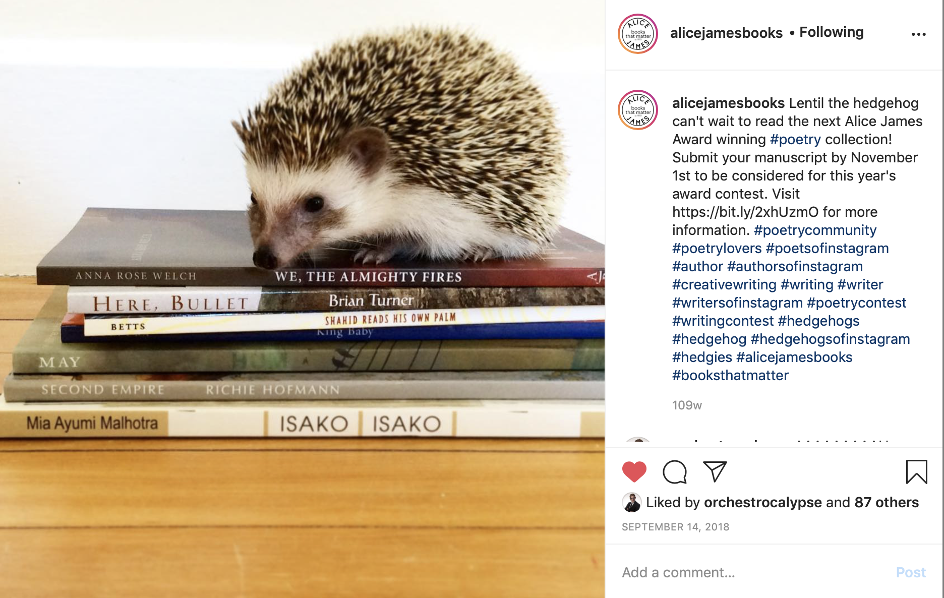 Alice James Book Award post