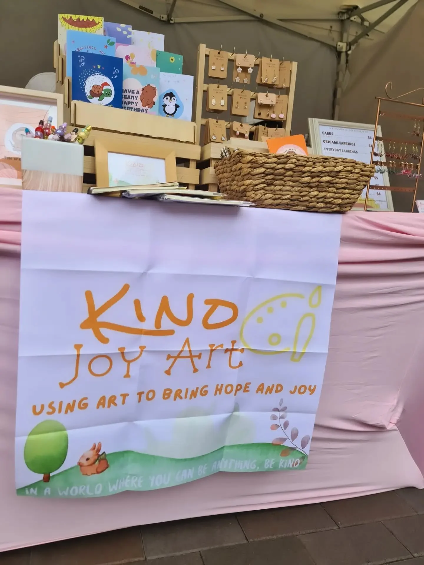 The school holidays are almost coming to an end!

A huge thank you to everyone who stopped by Kind Joy Art at the AWESOME kids market last week, had a chat, encouraged our young creators and purchased something from their stall. Every card, pair of o