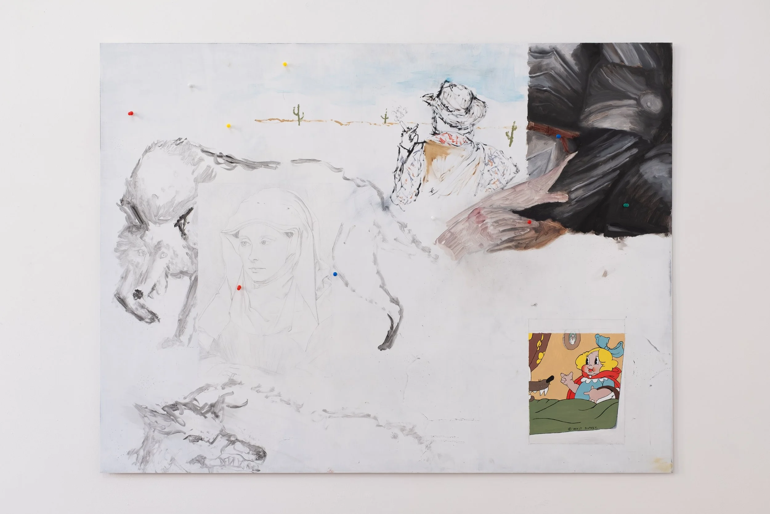 Array II, Oil and silverpoint on aluminium, drawing pins. 120x90cm