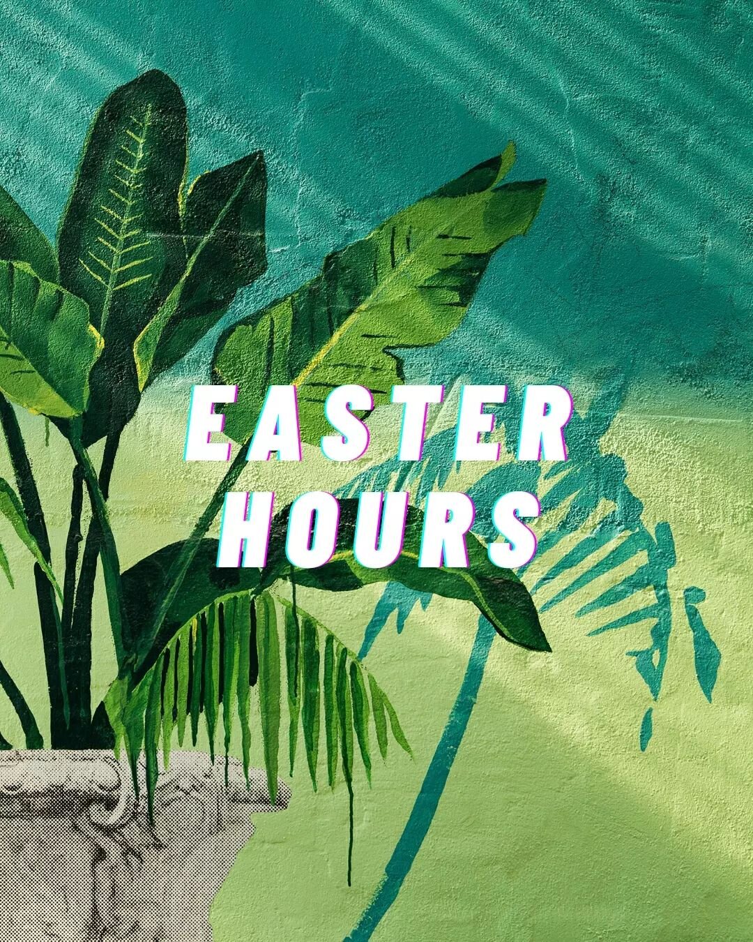 EASTER LONG WEEKEND&nbsp;🌴🌴&nbsp;Spend the mini holiday feelin' like you're in Miami this Easter!

Open 12pm to 12am Saturday &amp; Sunday. Closed Friday &amp; Monday.