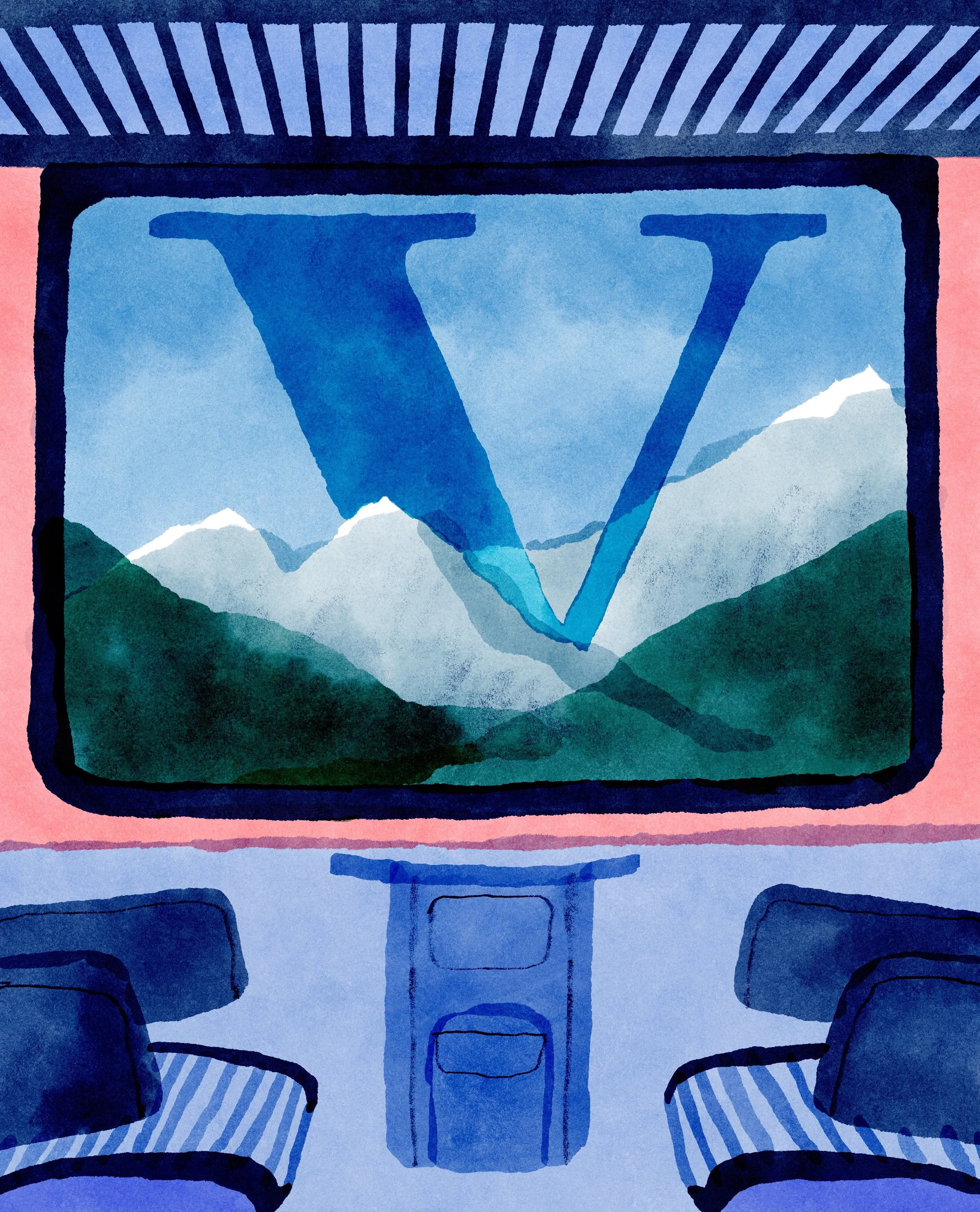 V cover about trains in film, February 2022