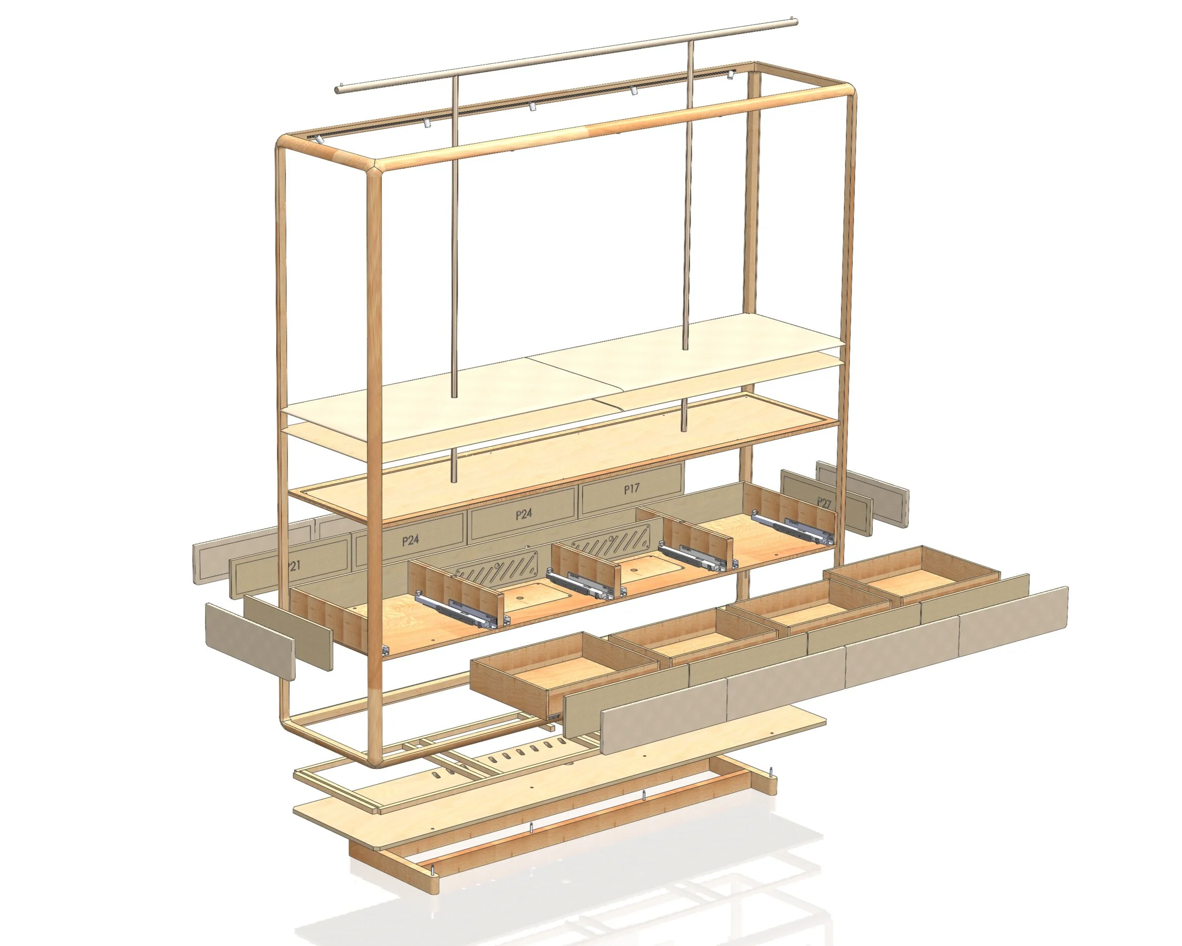 A hanging rail for Gabriela Hearst, modelled in Solidworks
(please click image for details)