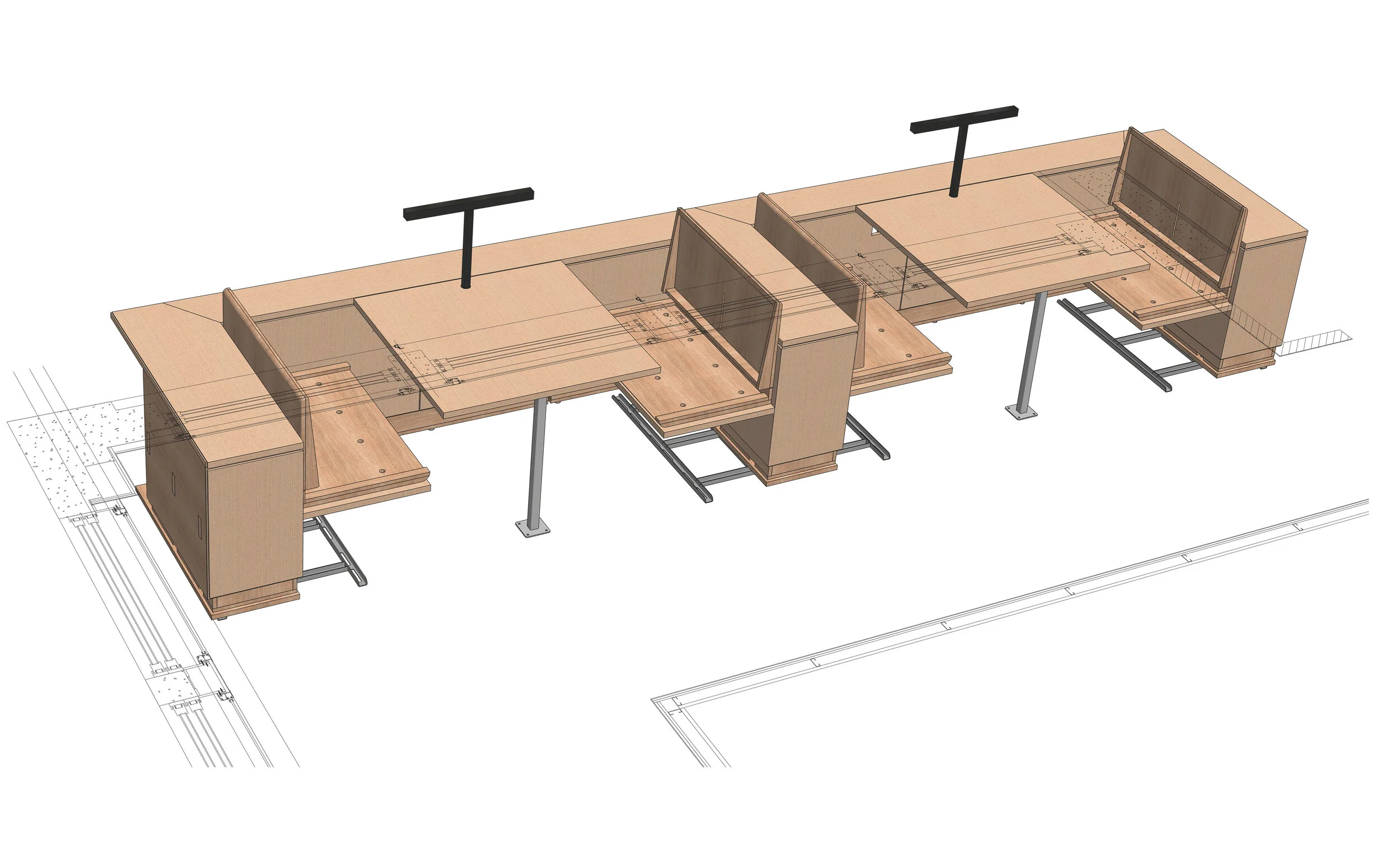 One of the ‘Working Carrels’ for the Chanel’s new head office, modelled in Autodesk Inventor