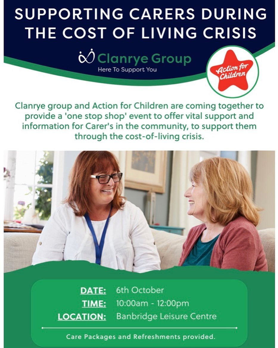 For any young carers out there, it would be great to see you at this event. With the cost of living rising come and find out what community resources are available for you and your family. 

#youngcarers #costofliving #clanryegroup #banbridge #noonej