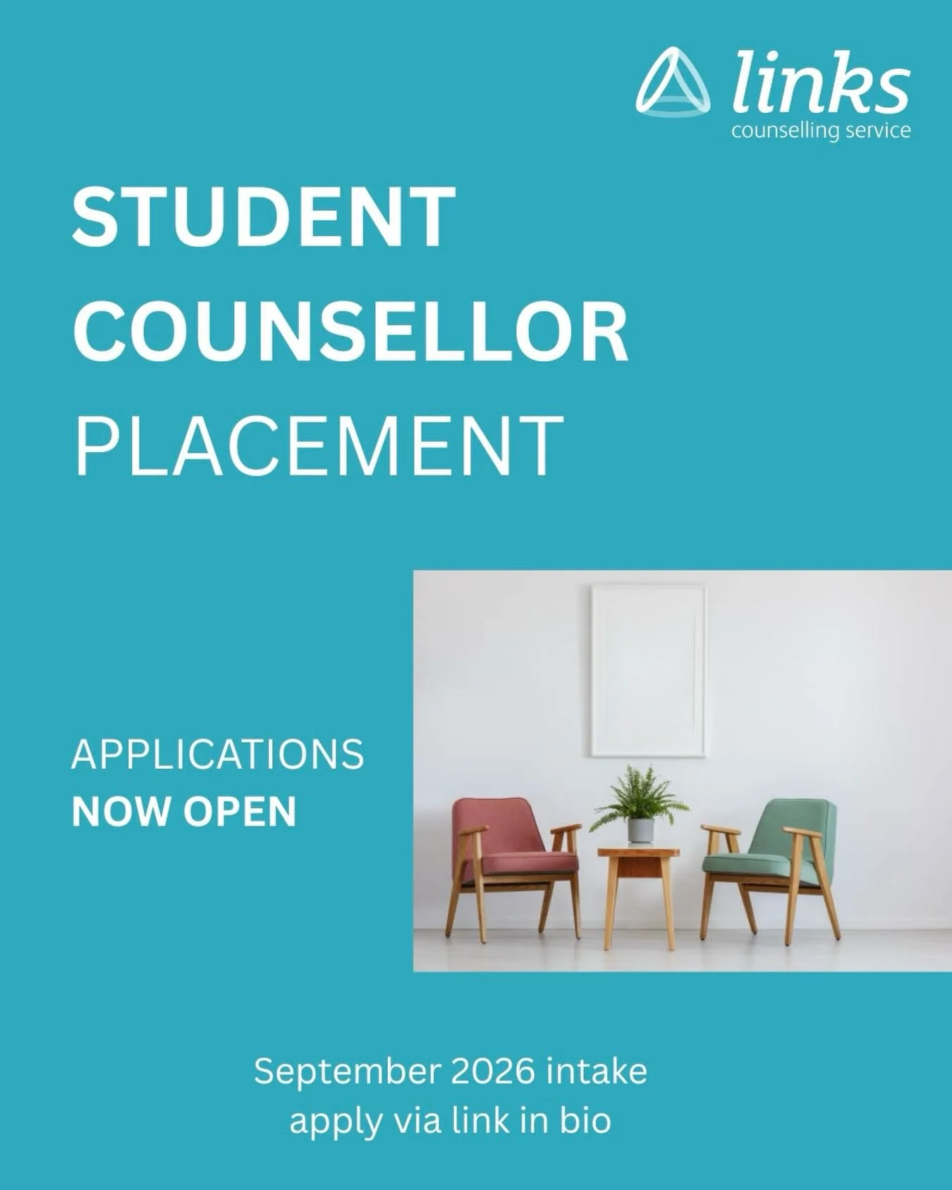Thinking about your counselling placement? There&rsquo;s still time to apply for our September 2026 intake! 

&bull; Application deadline: Friday 3rd April, 5pm
&bull; Apply via the link in our bio