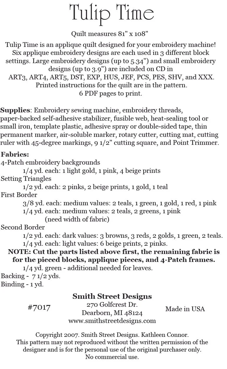 Tulip Time Pattern — Smith Street Designs