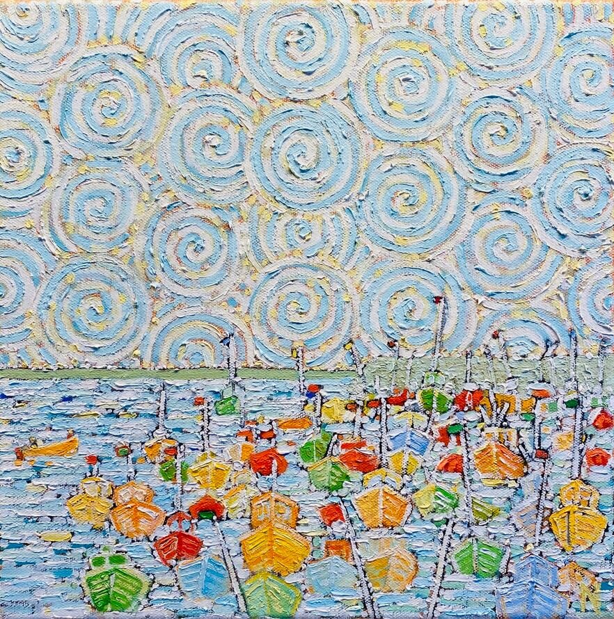 12x12 Bobbing Boats Provincetown, $790 - Sold