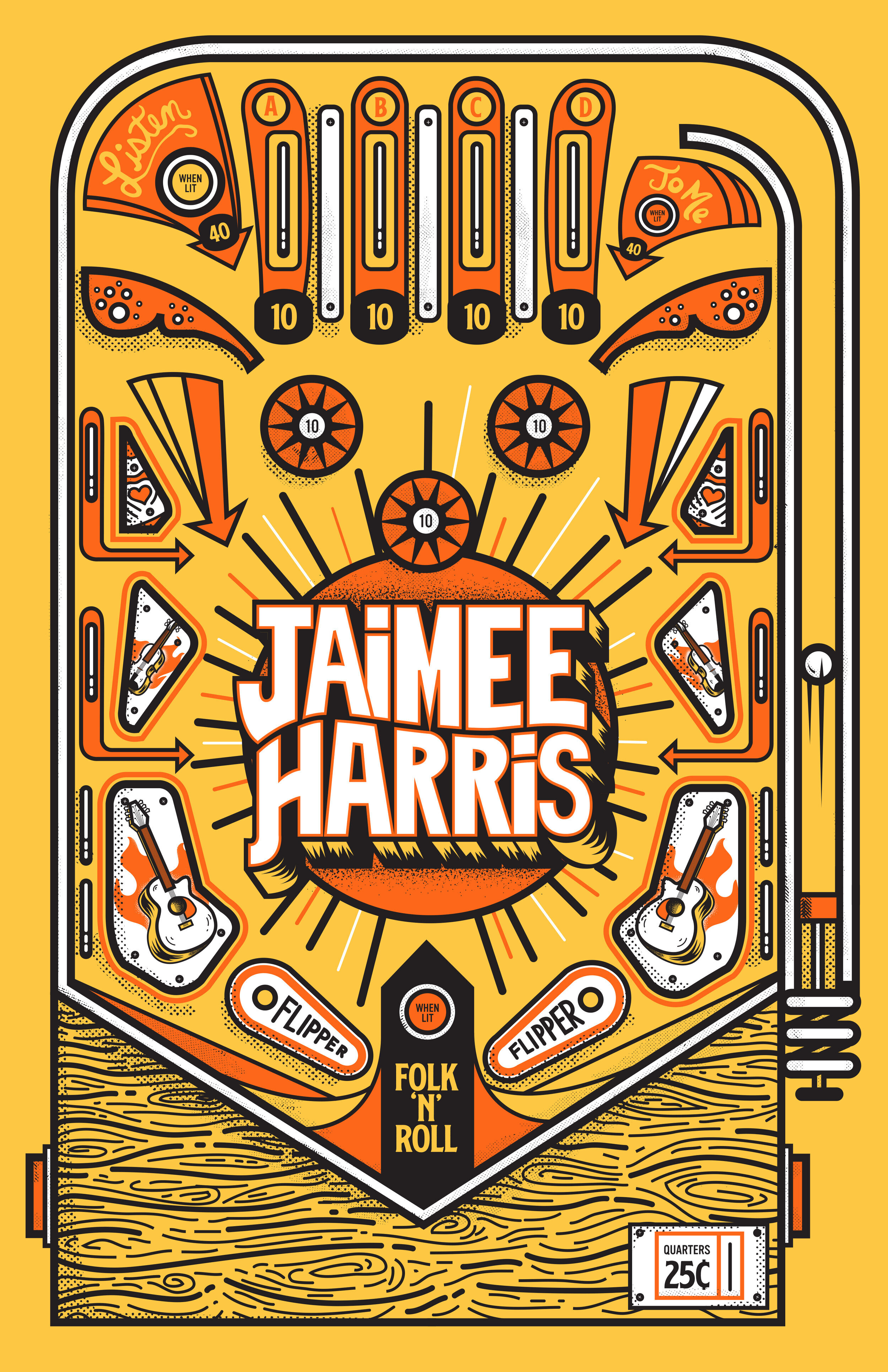 Folk N' Roll Yellow Pinball Poster