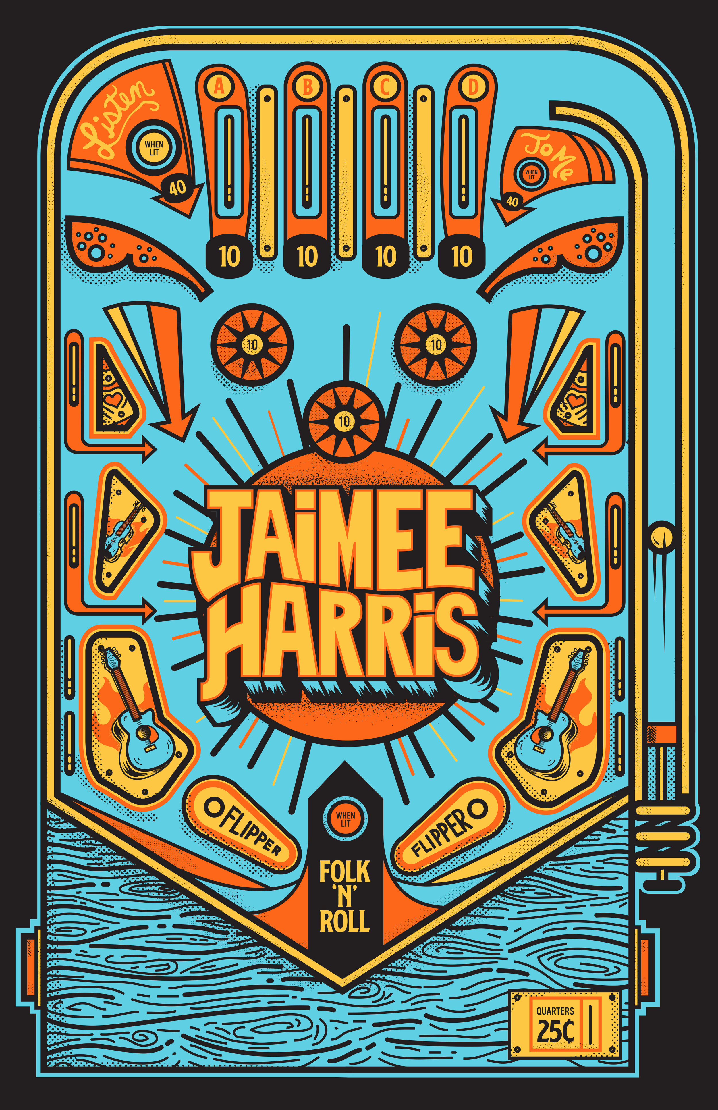 Folk N' Roll Blue Pinball Poster