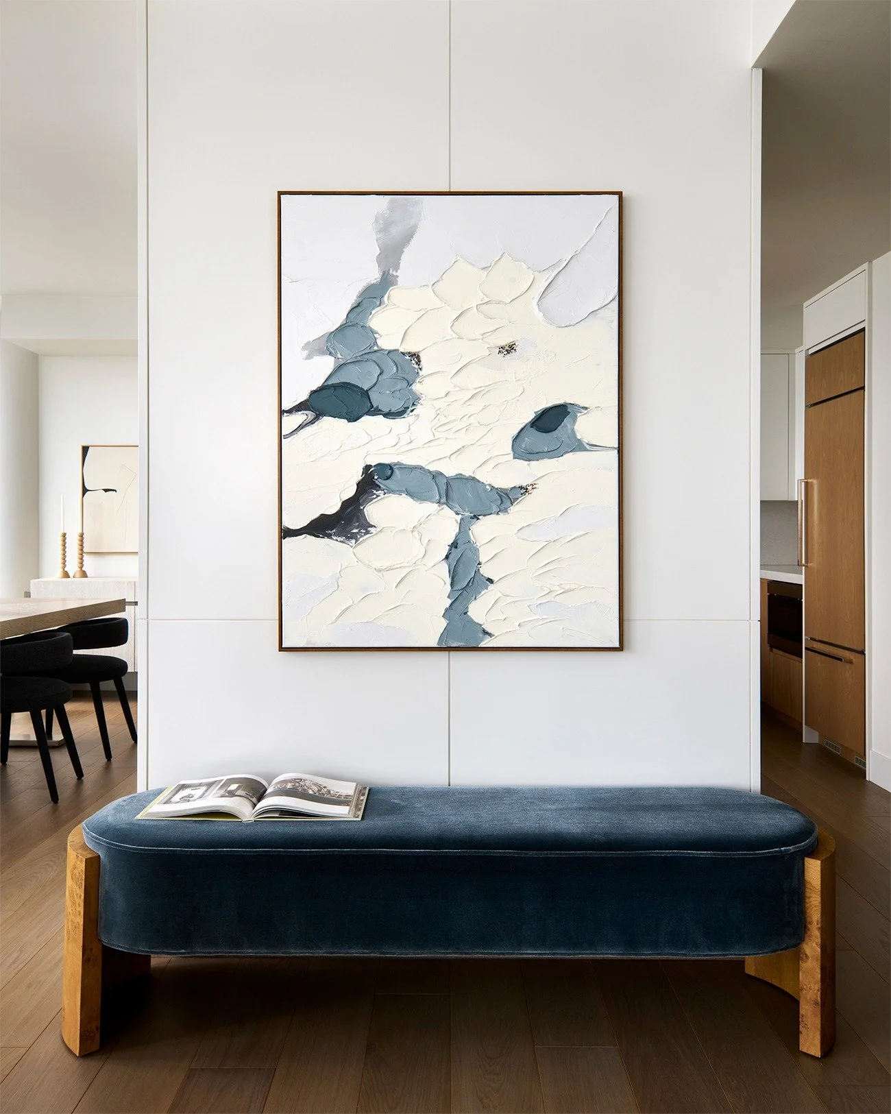 Even the most zen-like interior can feel disrupted if the artwork doesn&rsquo;t evoke the same mood. This piece of artwork is a personal favorite of mine. It&rsquo;s an acrylic on canvas set in a floating oak frame, and it brings a sense of serenity 