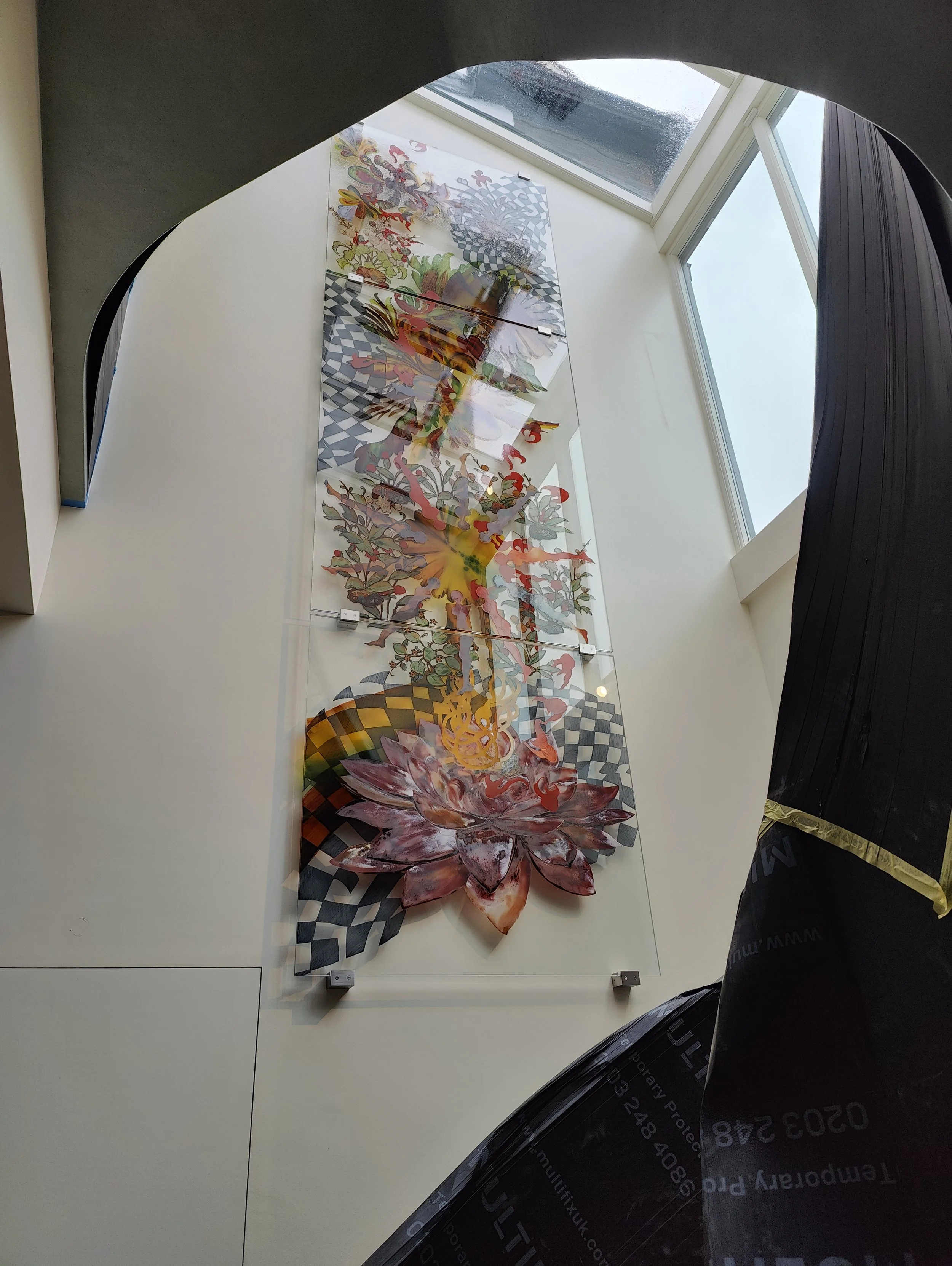 Shahzia Sikander artwork installation in private residence. (2024)