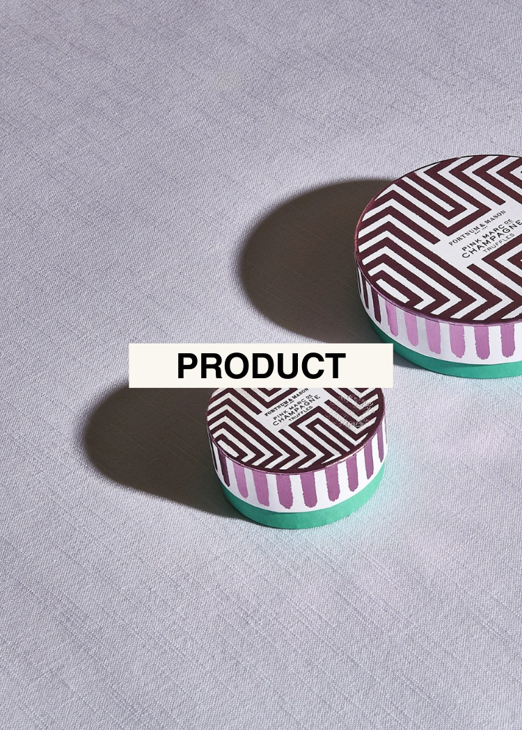 Two round containers with patterned lids, one smaller and one larger, on a white textured surface with the word 'PRODUCT' overlayed in the center.