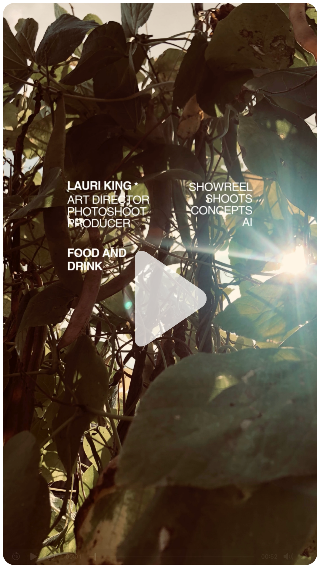 Lauri King 70 second Food+Drink showreel