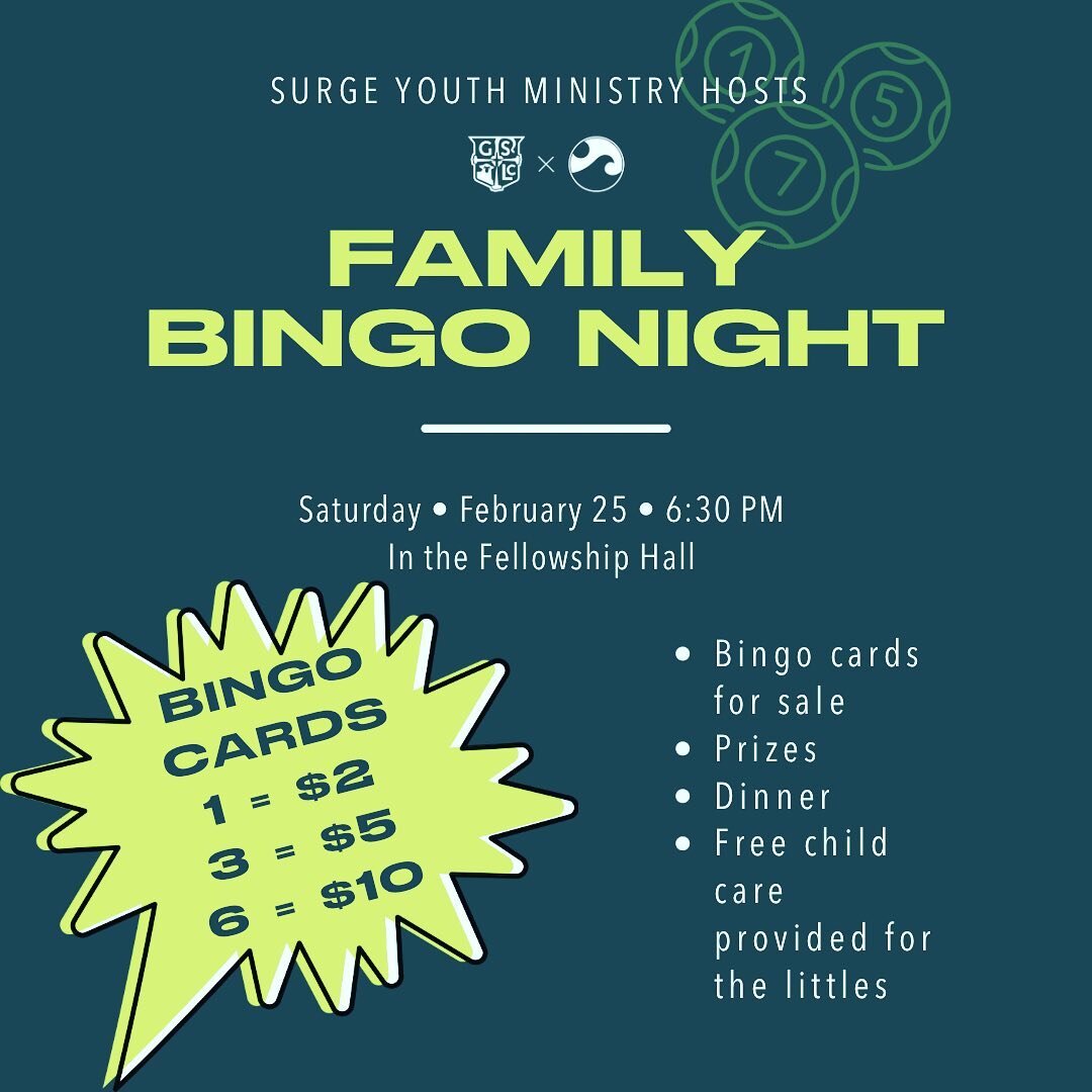 Family Bingo Night &mdash; TONIGHT after Grace Place (~6:15/6:30pm)!! 🙌🏻🙌🏻🙌🏻

Come join us for food, games, and prizes! 

#bingonight #familyevent #churchfamily #bingo #gamenight #prizes #fun #laughter #laughalot