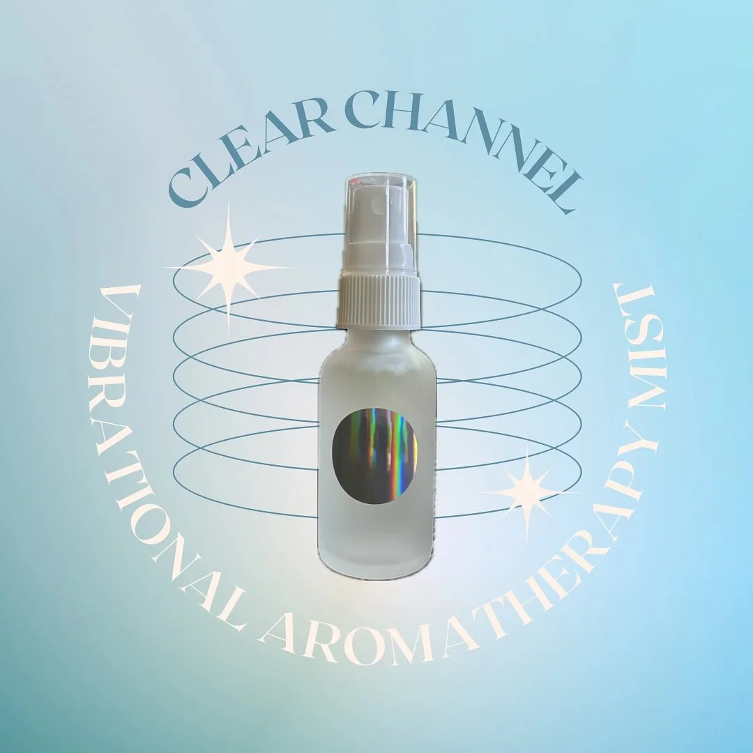 New! ✨CLEAR CHANNEL✨vibrational aromatherapy mist! 
This ally supports us in expanding our senses and becoming a clear channel so that we may receive information as intuition, inspiration or guidance from our unseen support systems, (whatever that me
