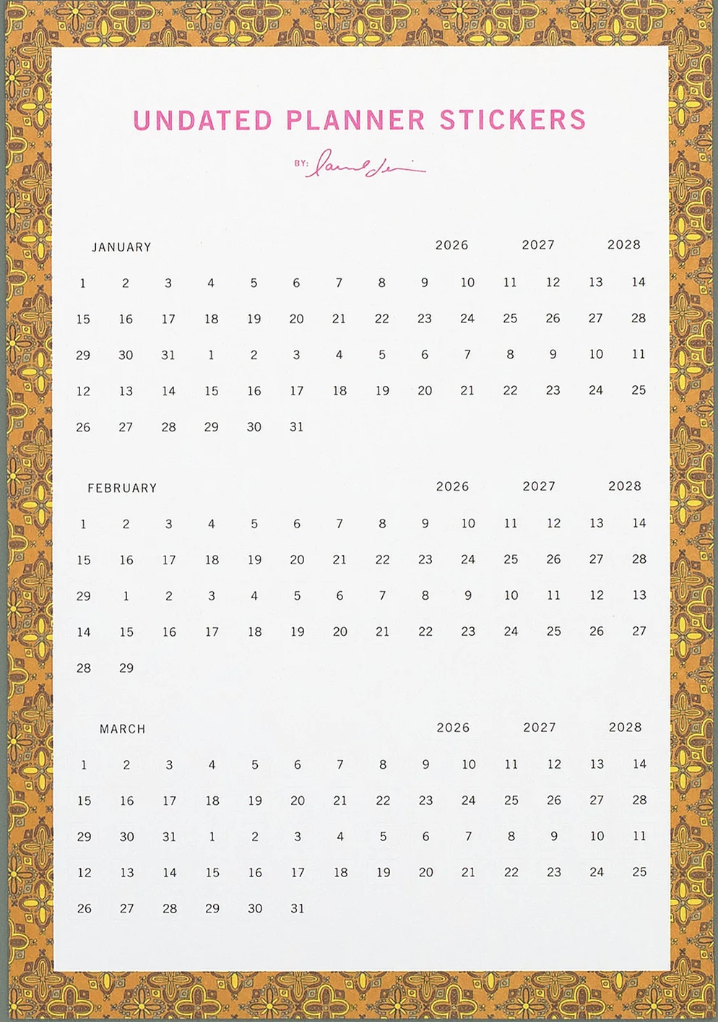 UNDATED UNIVERSAL PLANNER STICKERS