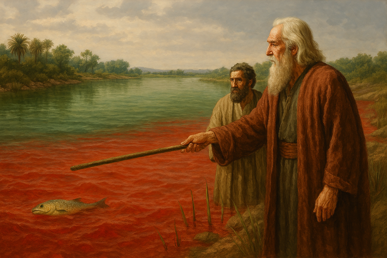 El bastón se convirtió en serpiente y agua en sangre