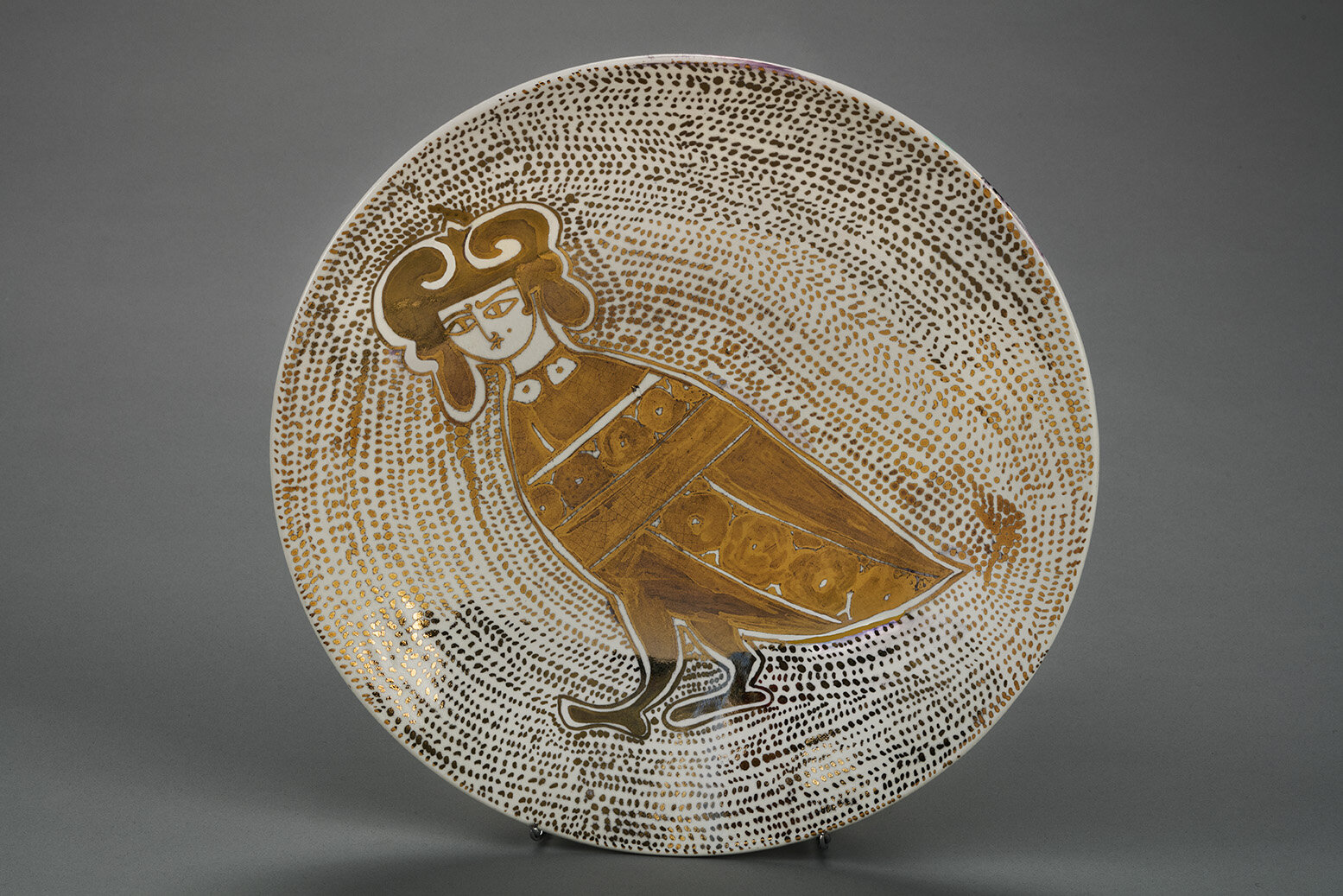 Razieh Kian2019Bird with human head,12. 87 inch D to 1.57 inch H - ceramic (luster).jpg