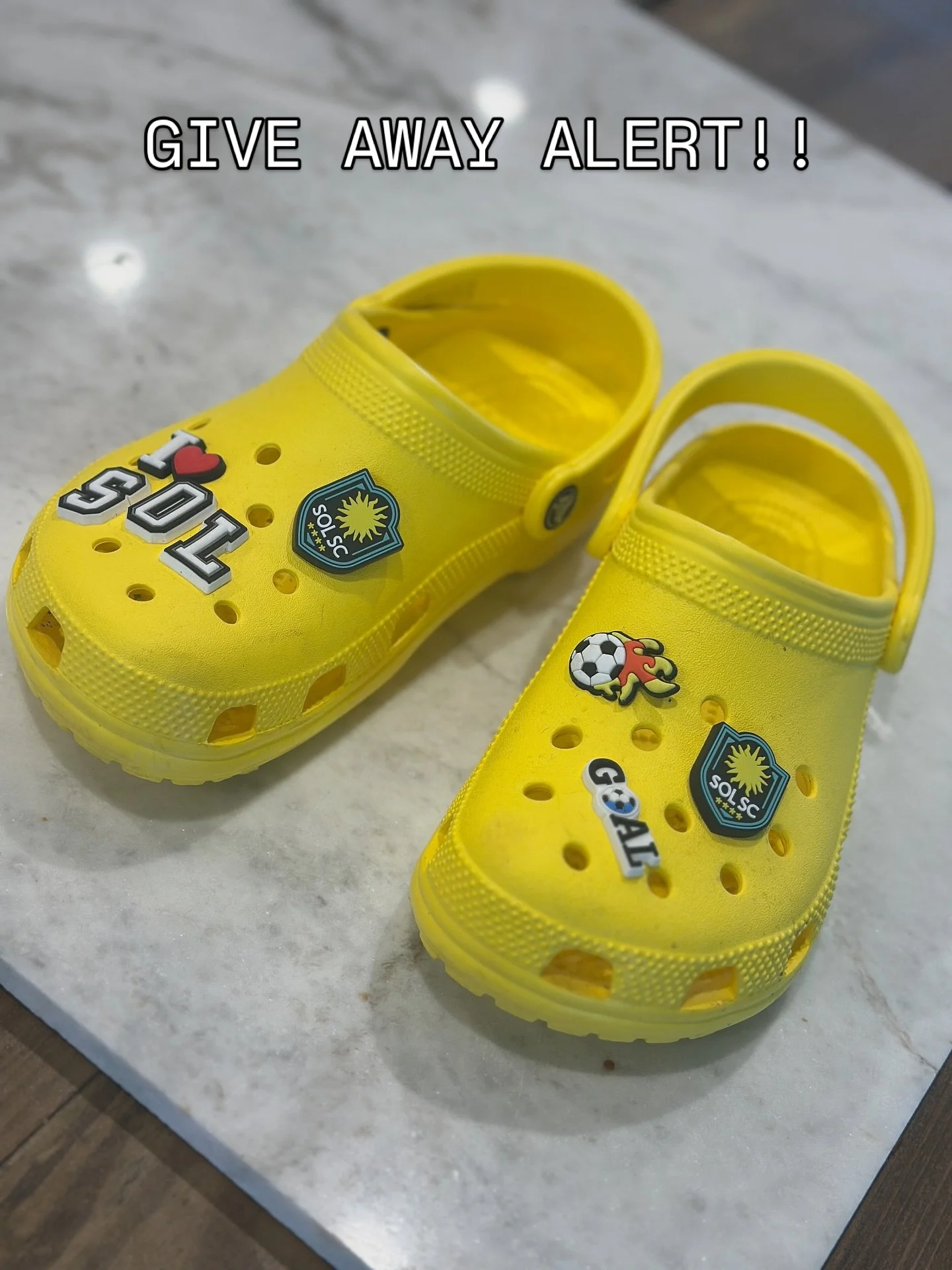 We&rsquo;re giving away a custom pair of CROCS with soccer &amp; SOL SC jibbitz!!!!! 

Here&rsquo;s how to enter:
��- Follow us @solscflorida 
��- Tag your teammates in the comments (each tag = 1 entry, no limits &gt;）
- Repost this post to your stor
