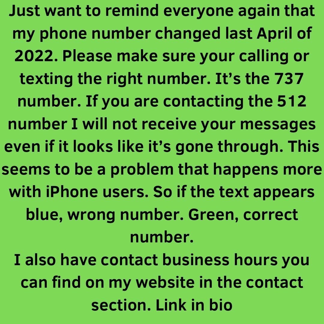 If you are having trouble getting in touch with me, just remember my number changed last year in April 2022. A few of you are still emailing me to say you can&rsquo;t get a hold of me. Seems like it&rsquo;s mostly iPhone users so here&rsquo;s some he