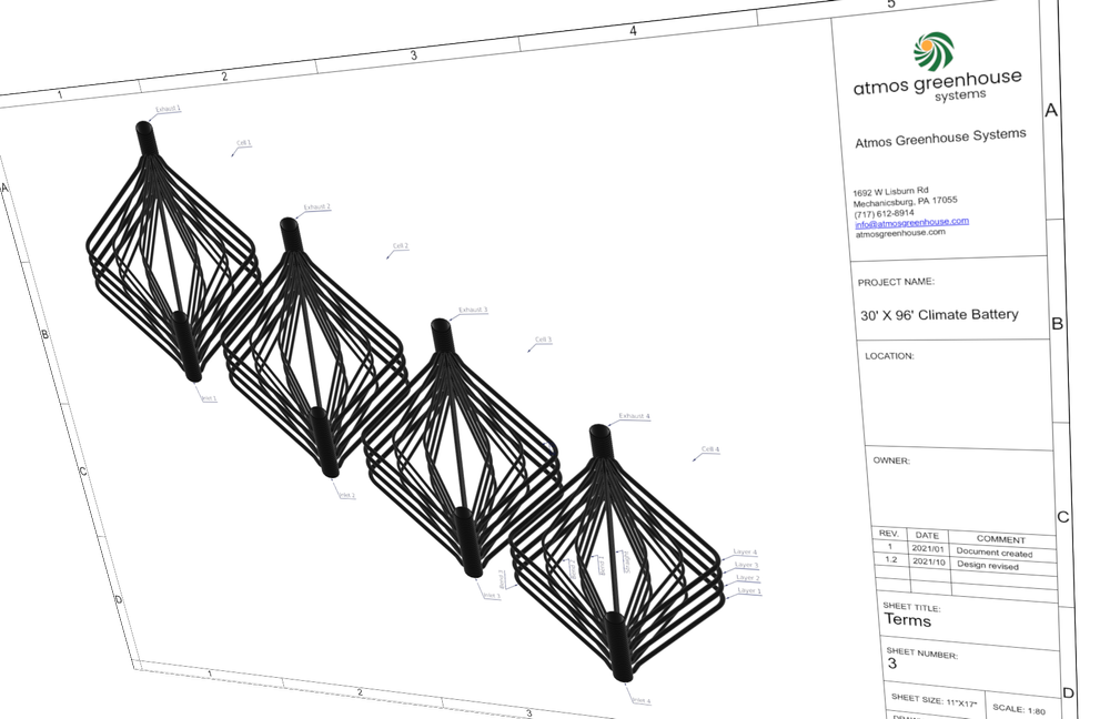 Climate Battery Blueprints - 30'x96' Greenhouse — Atmos Greenhouse
