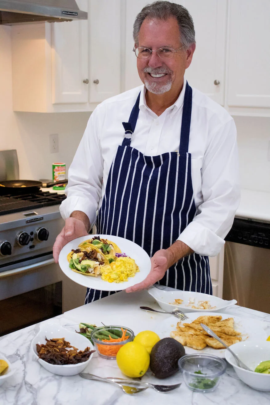 Fish Tacos and Chili Corn Pudding