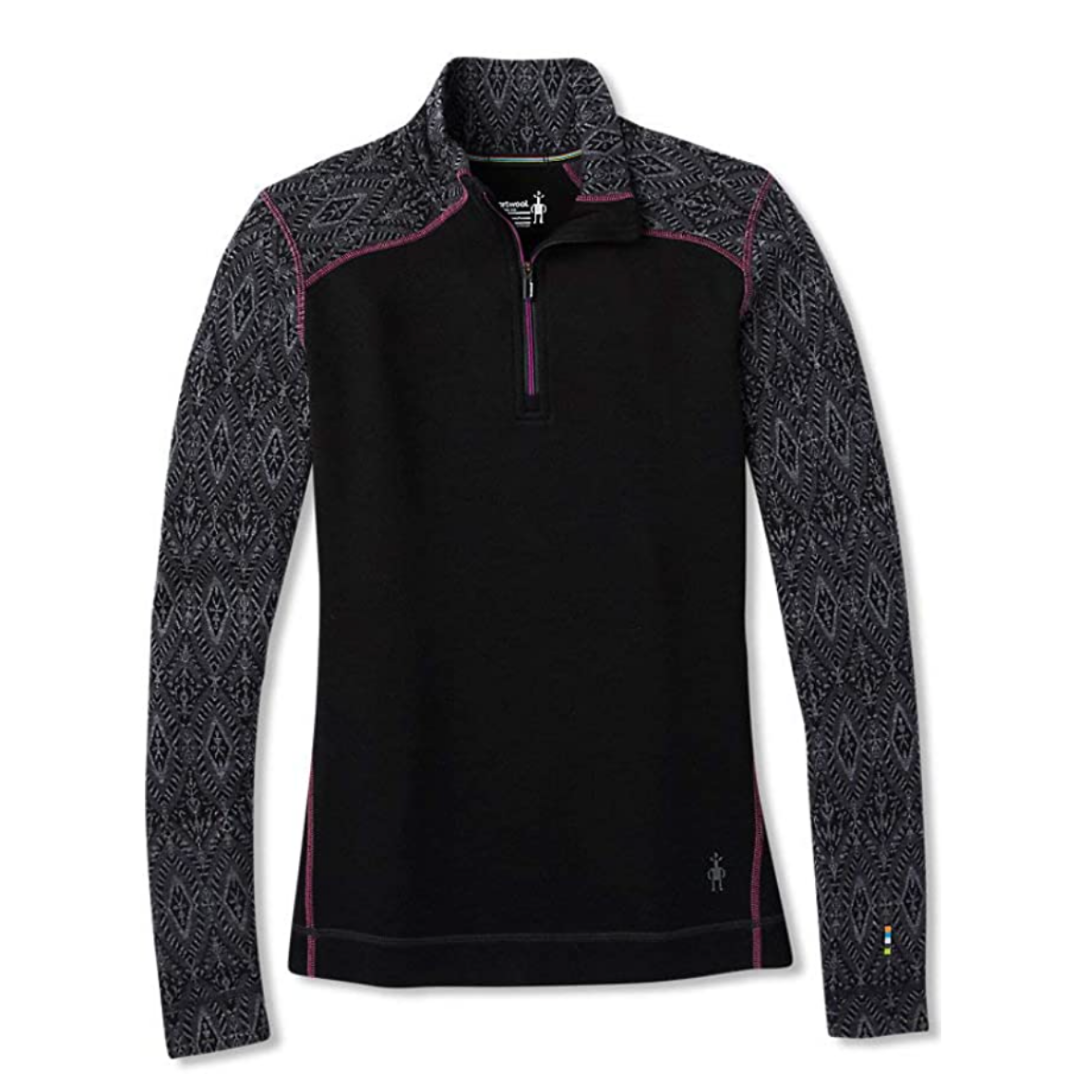 Smartwool Women’s Base Layer Top Black Medallion X-Small