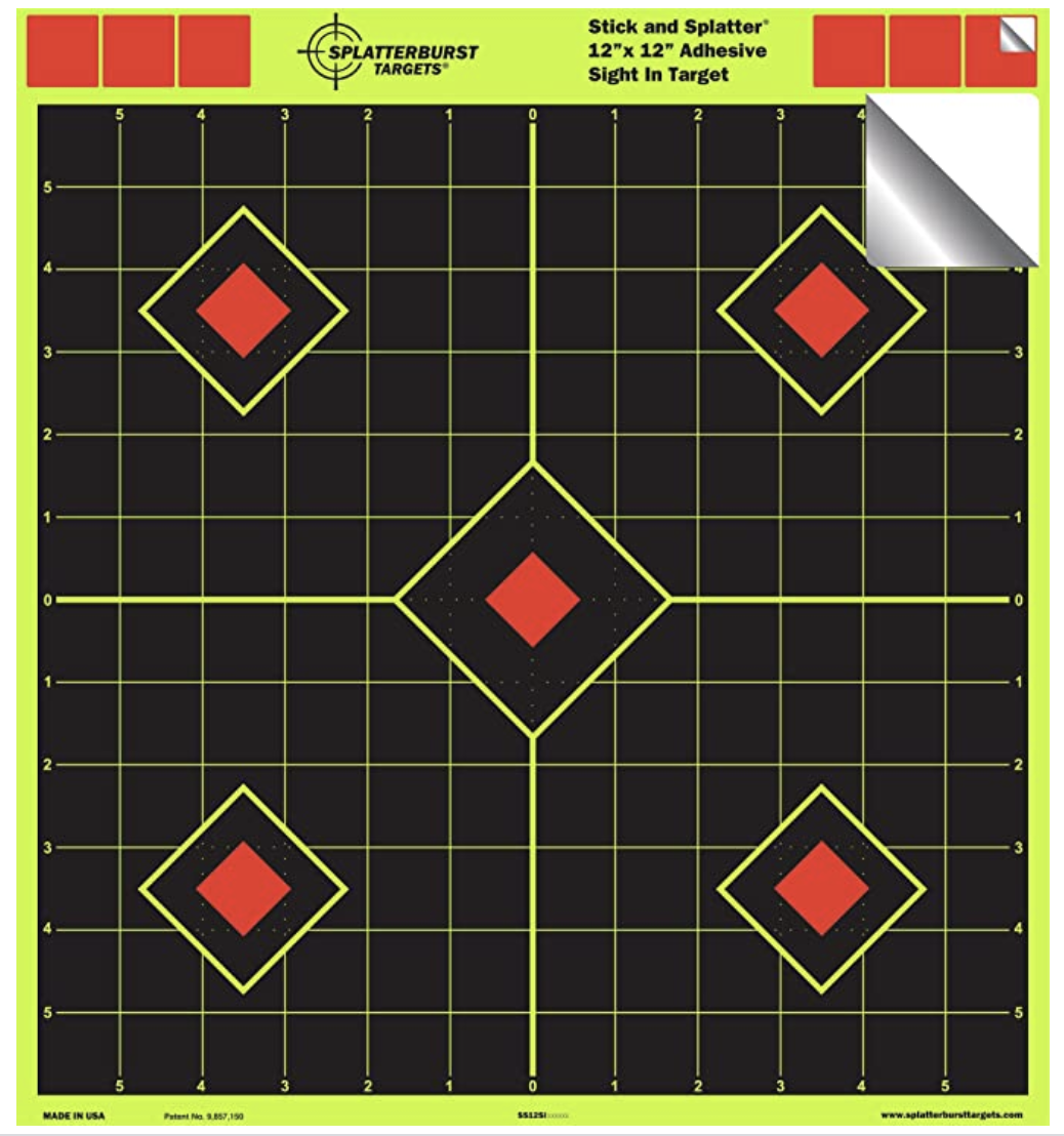 Splatterburst Targets - 12 x 12 inch Sight in Stick &amp; Splatter Self Adhesive Shooting Targets - Shots Burst Bright Fluorescent Yellow - Great for All Firearms, Airsoft &amp; Pellet Guns