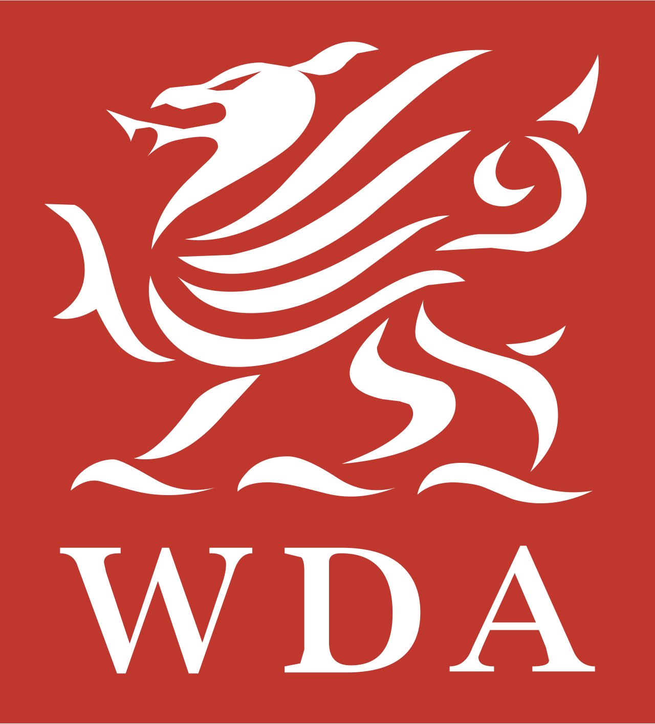 White welsh dragon against a red background and was the logo for the previous Welsh Development Agency from 1976 to 2006