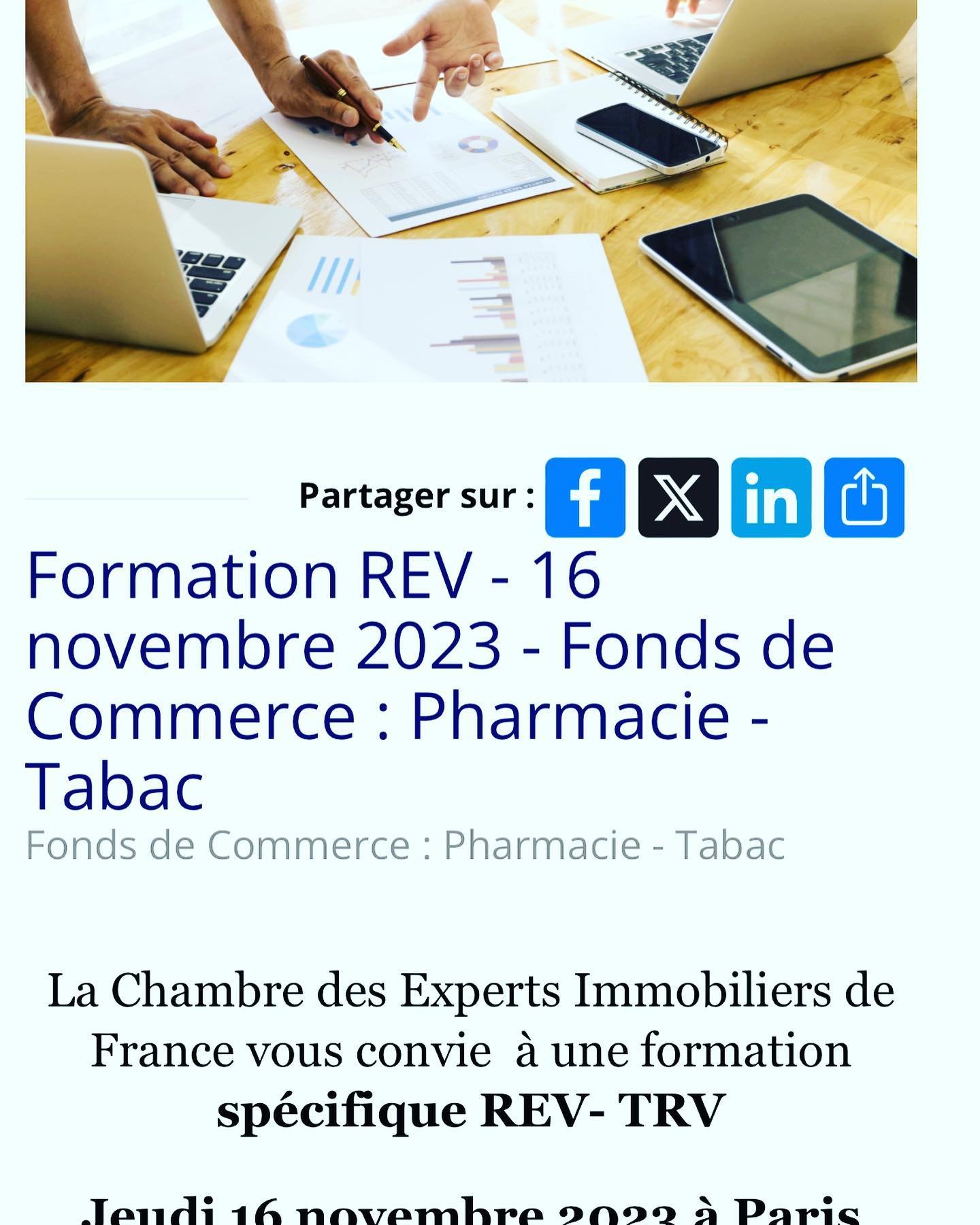 Formation pour les experts REV de la Chambre des Experts Immobiliers de France. CEIF -FNAIM