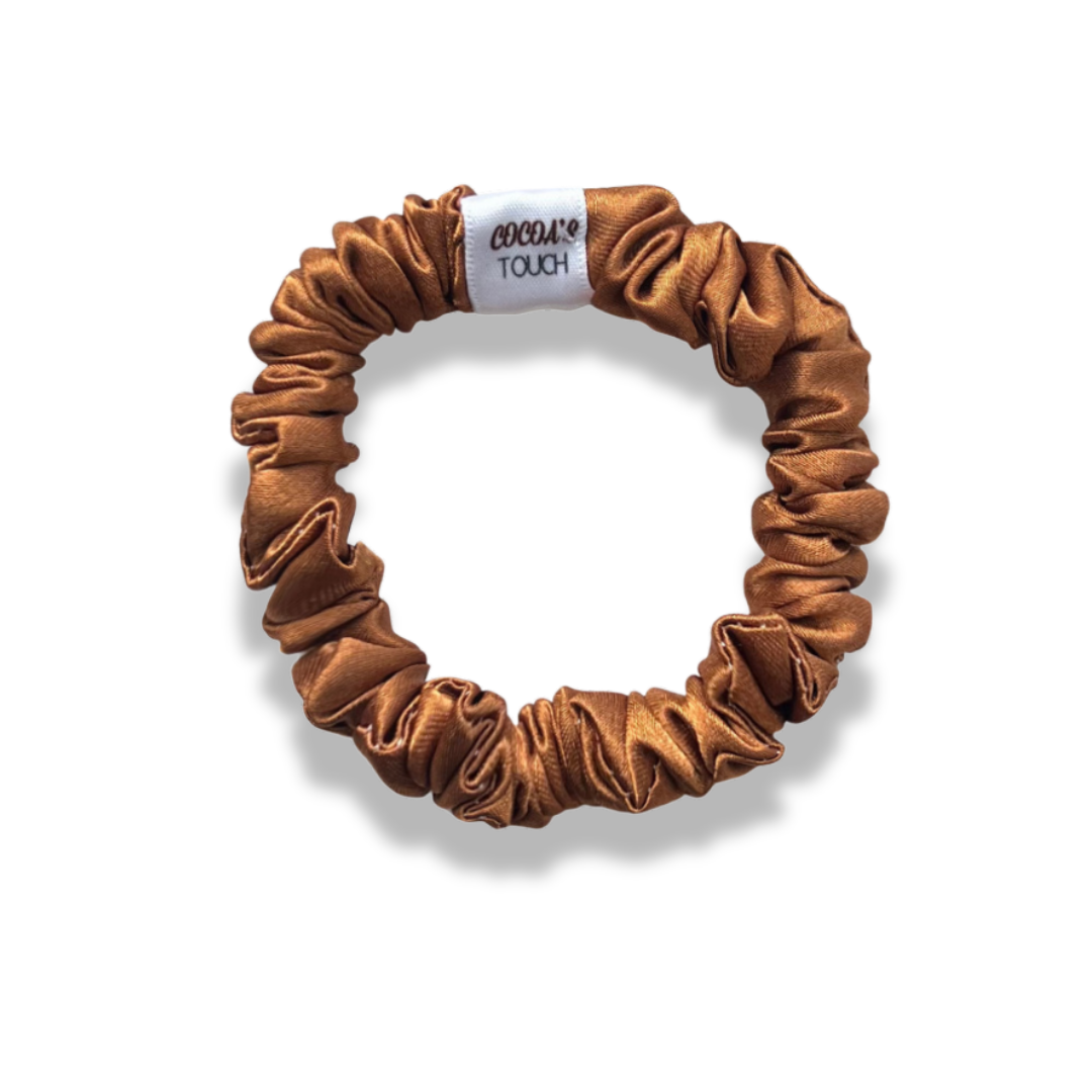 MINI BROWN SATIN SCRUNCHIE