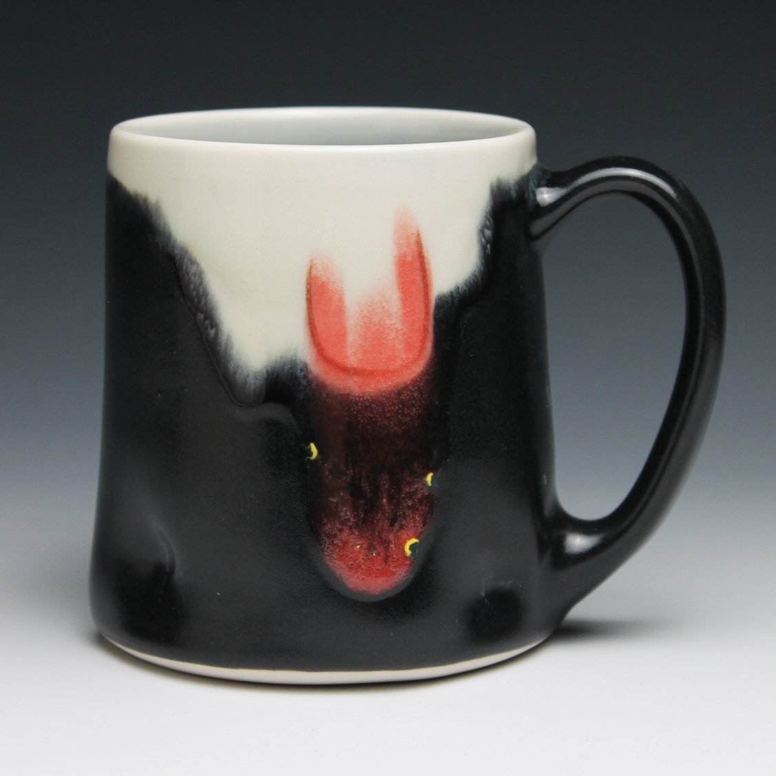 Mug with Deep Black and Ruby glaze (4x5x3.5")