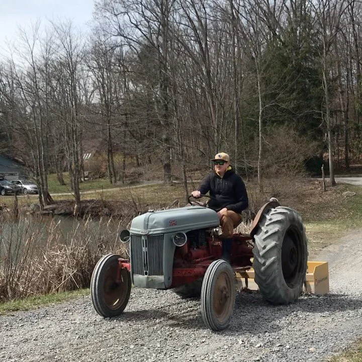 Social distancing out on the tractor today. Road crew hard at work making our streets look nice:). #fordtractor #1941 #paradiselaketowndepartment #socialdistaning