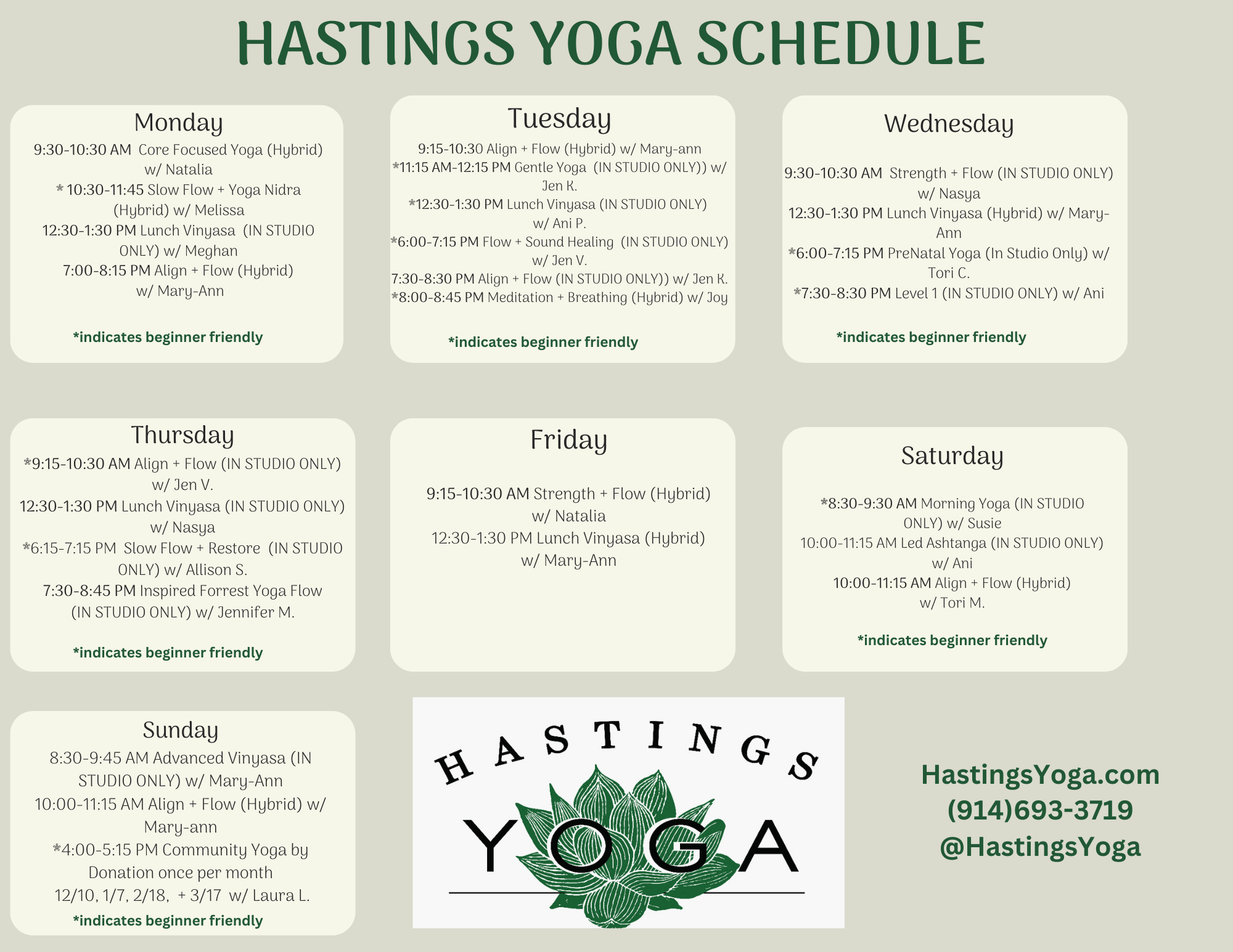Schedule — Hastings Yoga