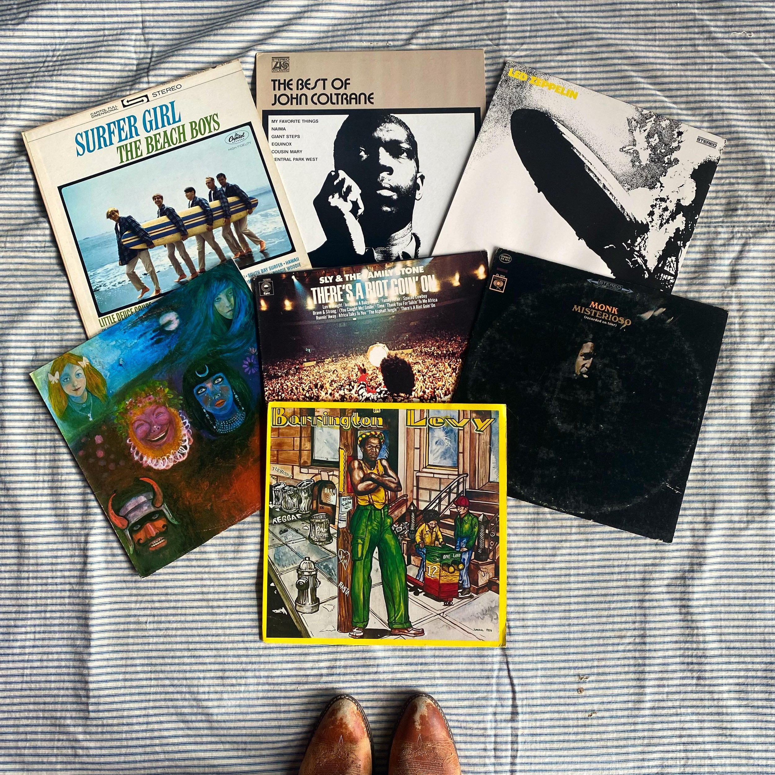 VINYL RESTOCK! For your consideration- The Beach Boys, John Coltrane, Led Zeppelin, King Crimson, Sly &amp; the Family Stone, Thelonious Monk &amp; Barrington Levy🌱#milkandice #vintagevinyl #baltimorevintage