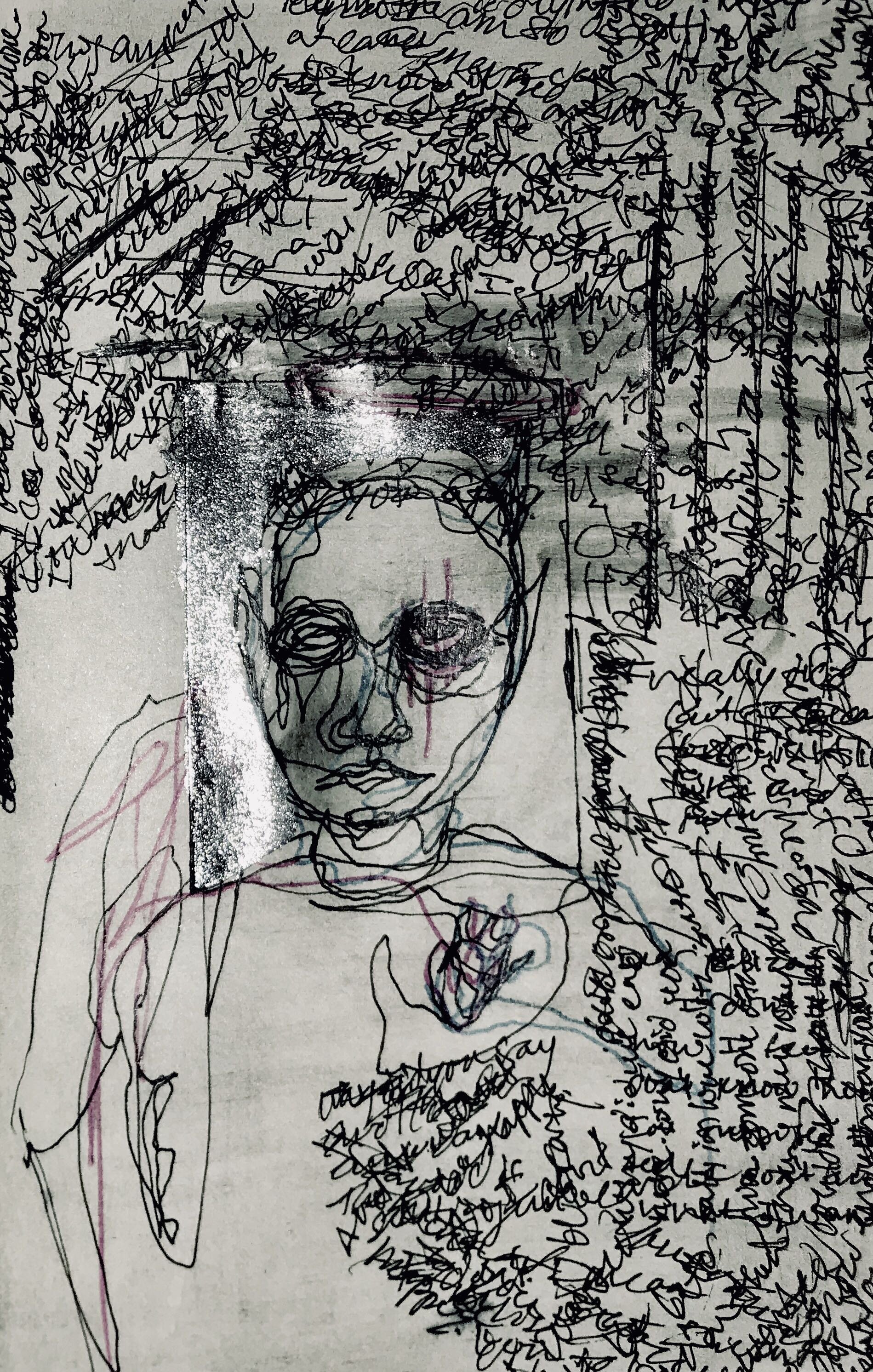 "Samael" 2018 / graphite, ink, and nail pollish