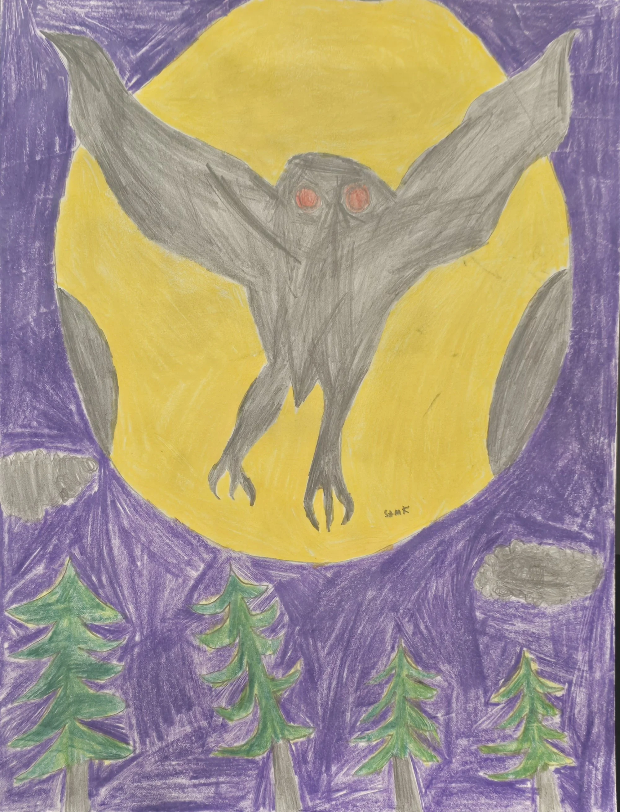 Sebastian Alvarez, "Mothman Encounter", (unframed)