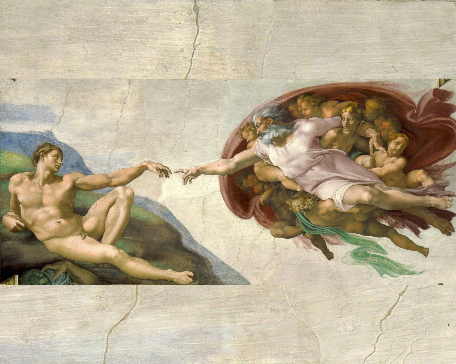 The Creation of Adam by Michelangelo, cropped