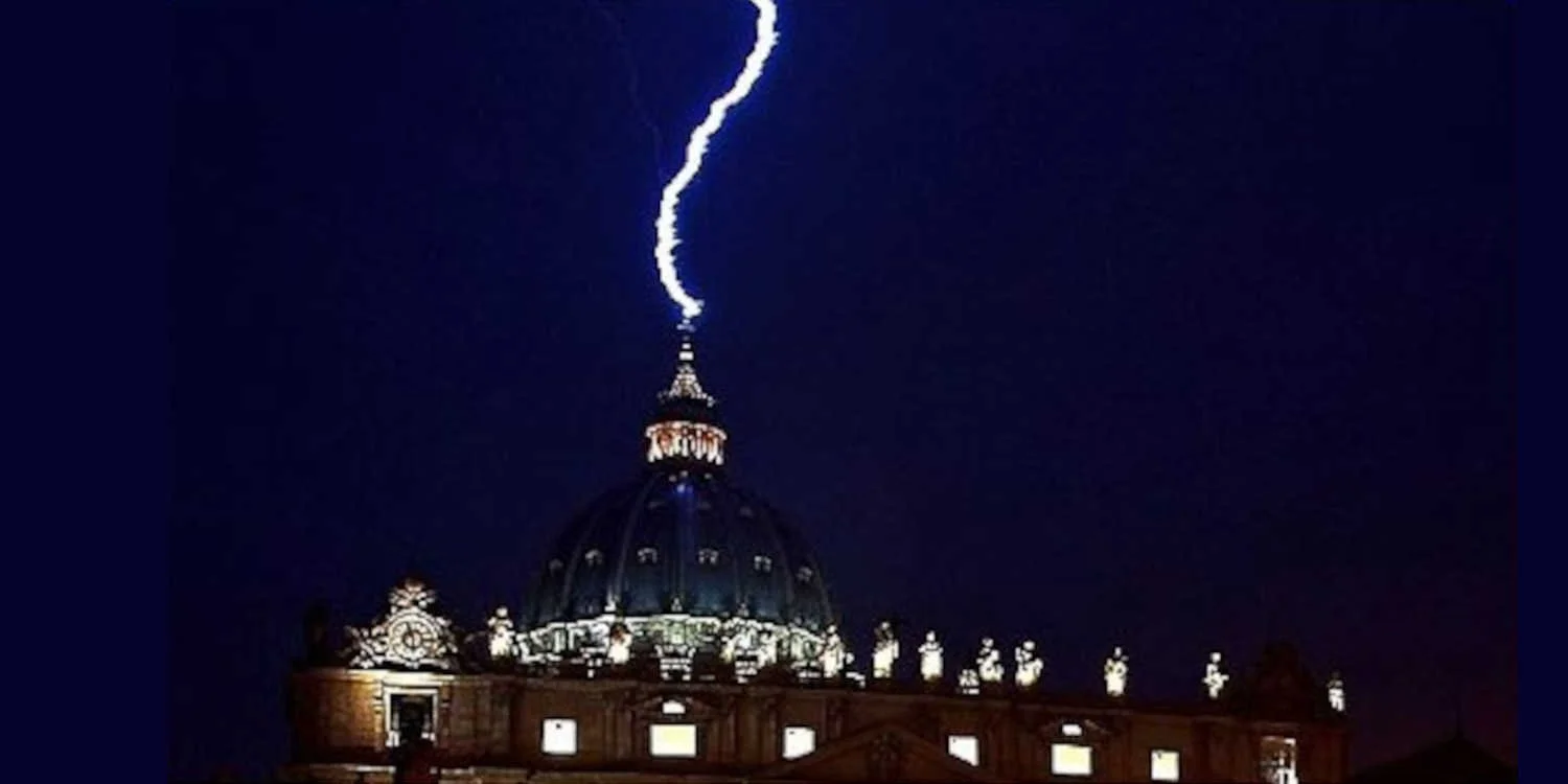 Lightning strikes the Vatican.