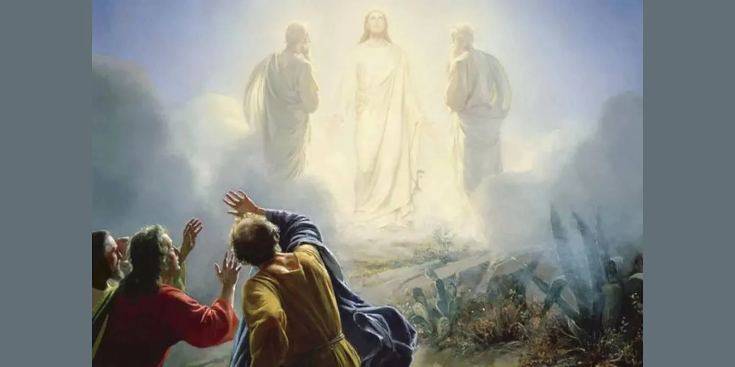 Carl Bloch's "The Transfiguration," which captures Christ, radiating divine light, with Moses and Elijah, while Peter, James and John watch in awe.