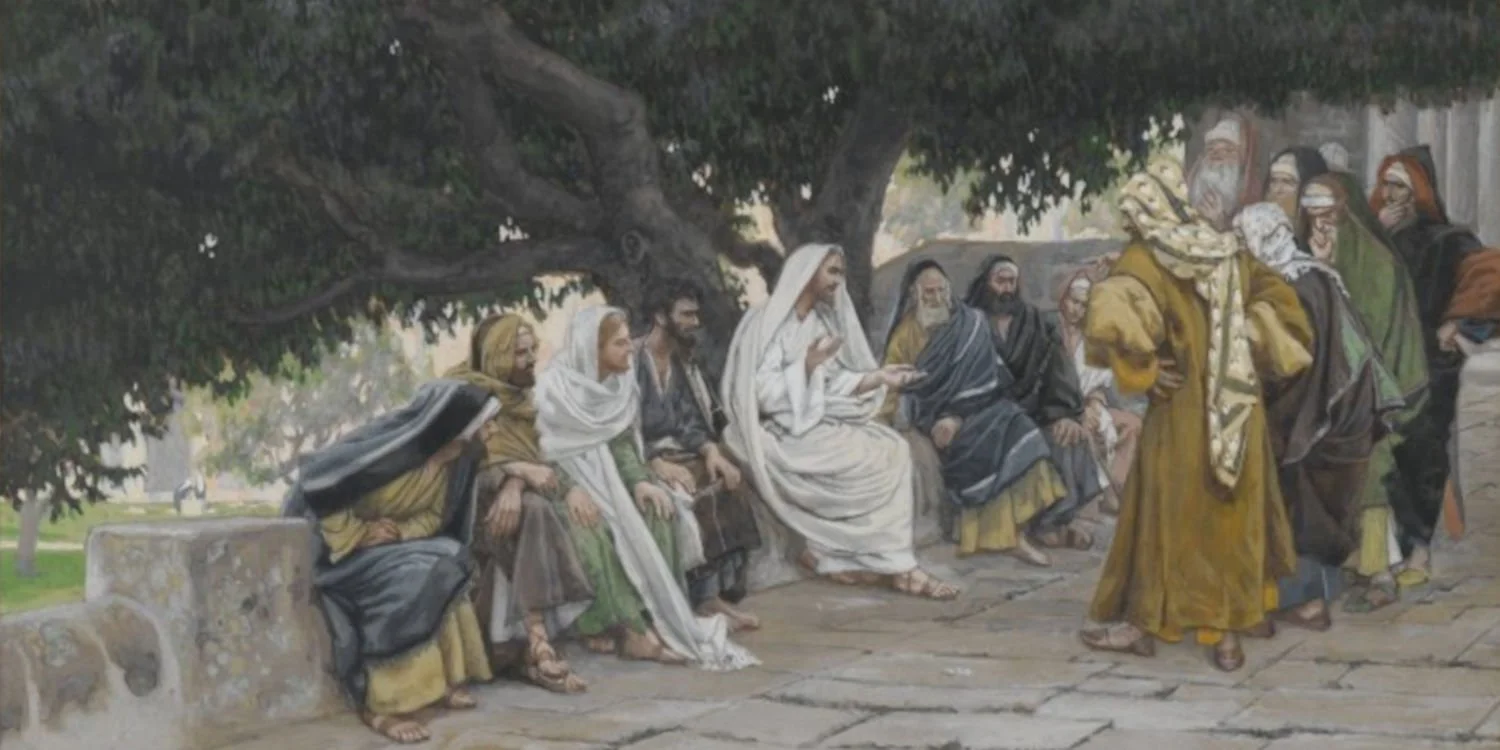 The Pharisees and Sadducees Come to Temp Jesus by James Tissot (cropped)