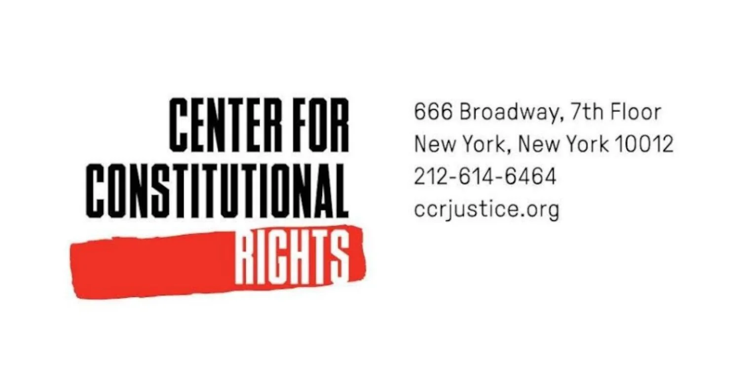 Logo and address of the Center for Constitutional Rights