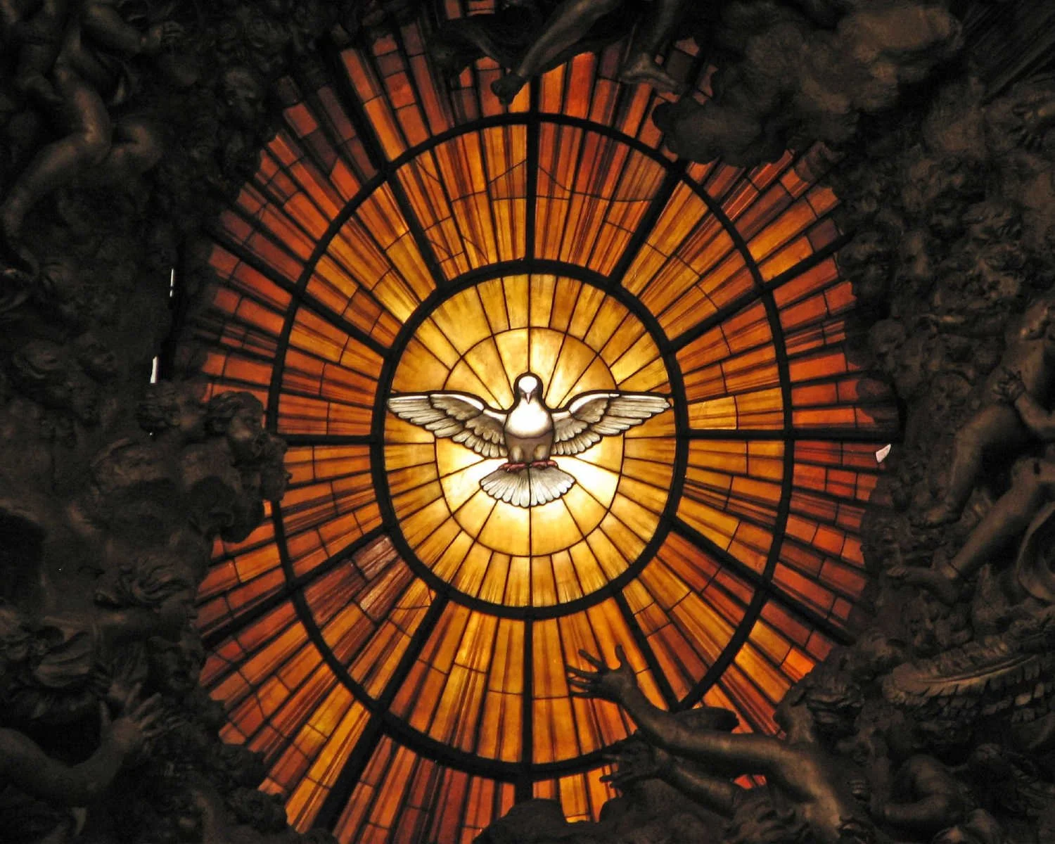 Bernini's alabaster and stained glass image of the Holy Spirit descending in the form of a dove.  Photograph by Father Lawrence Lew, O.P.