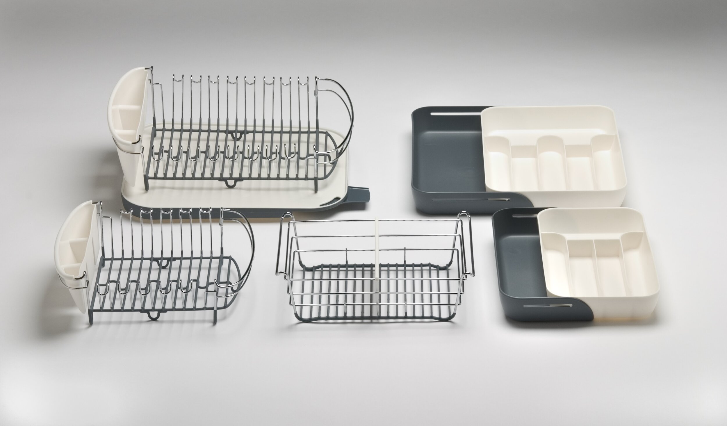 Michael Graves Design 3 Section Plastic Dish Drying Rack with Super  Absorbent Microfiber Mat, Indigo, KITCHEN ORGANIZATION